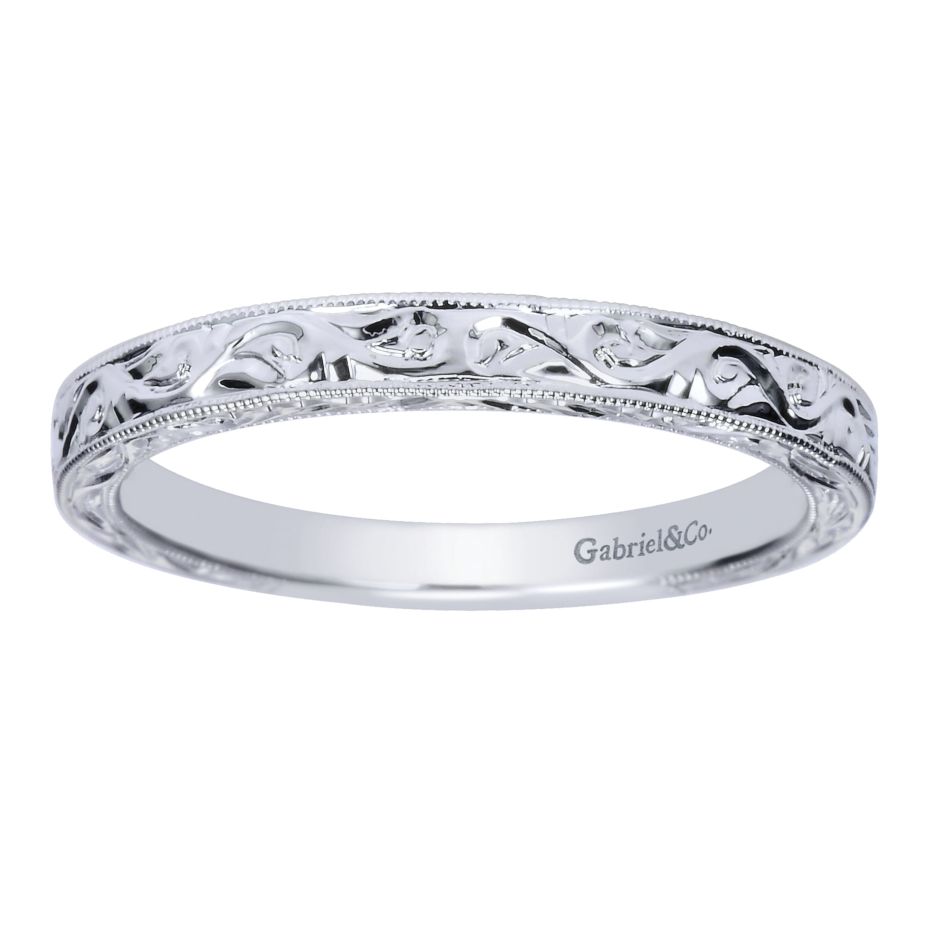 14k White Gold Straight Wedding Band angle 5 14k White Gold Straight Wedding Band angle 5