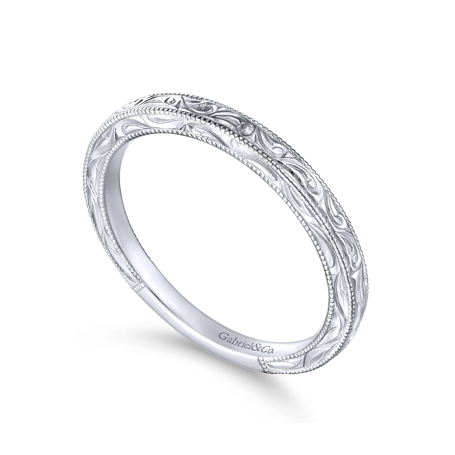 14k White Gold Straight Wedding Band angle 3 14k White Gold Straight Wedding Band angle 3