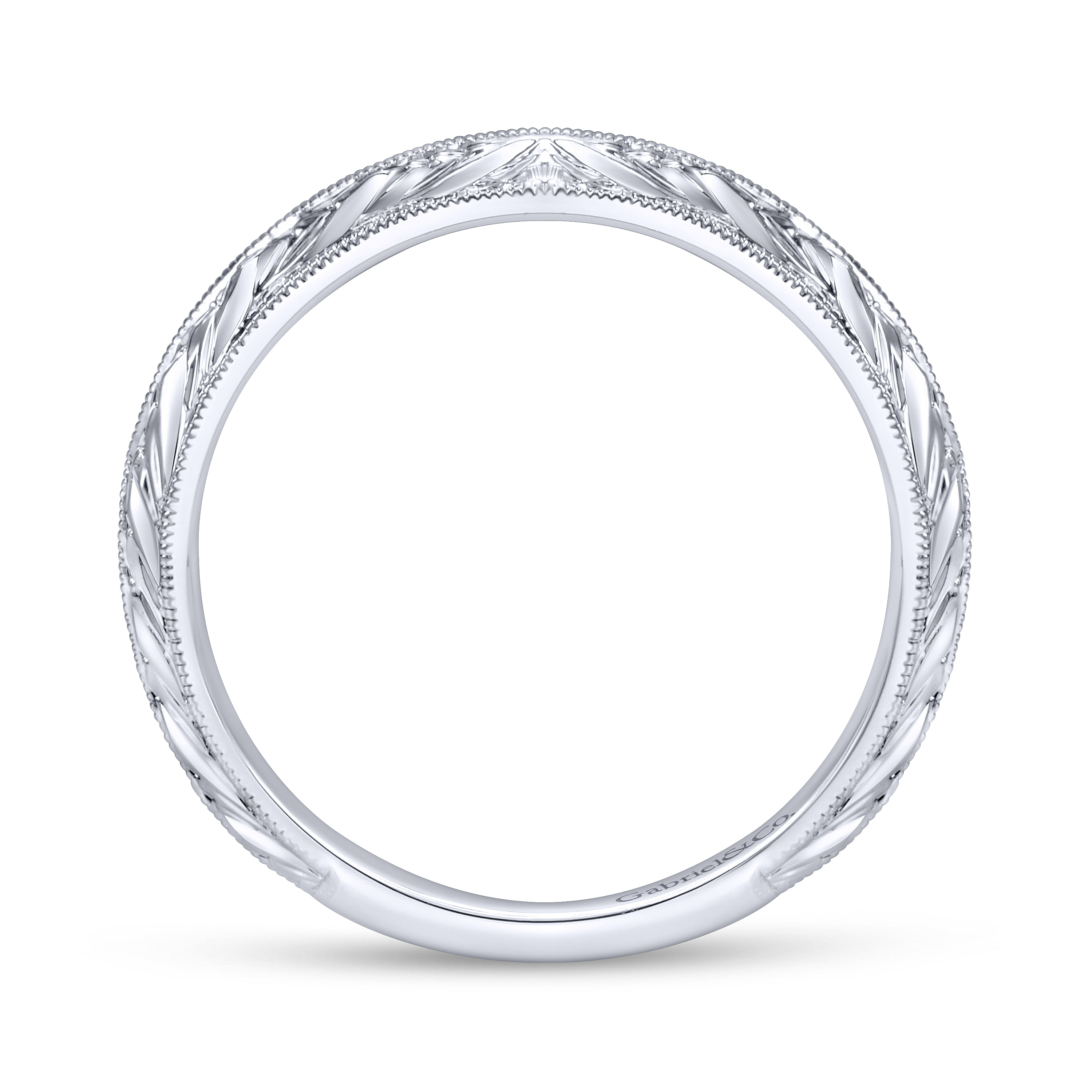 14k White Gold Straight Wedding Band angle 2 14k White Gold Straight Wedding Band angle 2