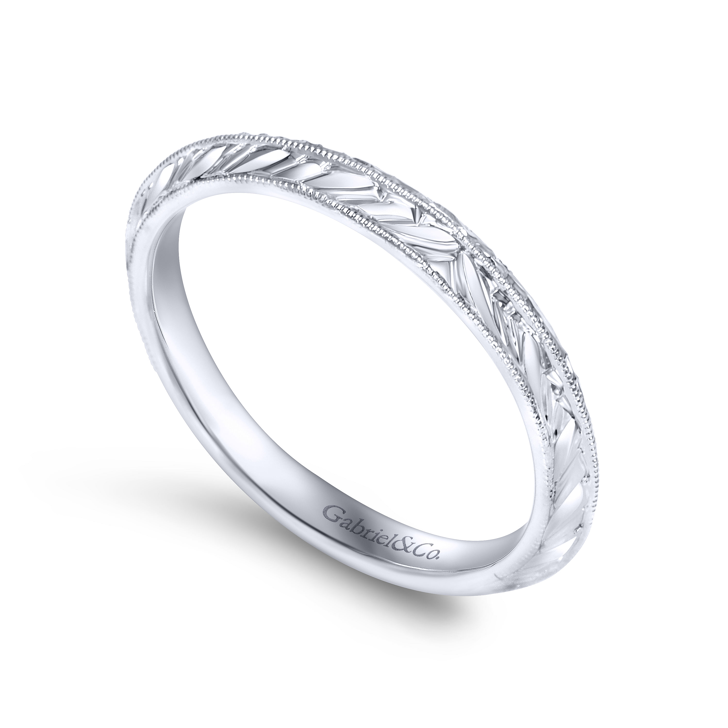 14k White Gold Straight Wedding Band angle 3 14k White Gold Straight Wedding Band angle 3