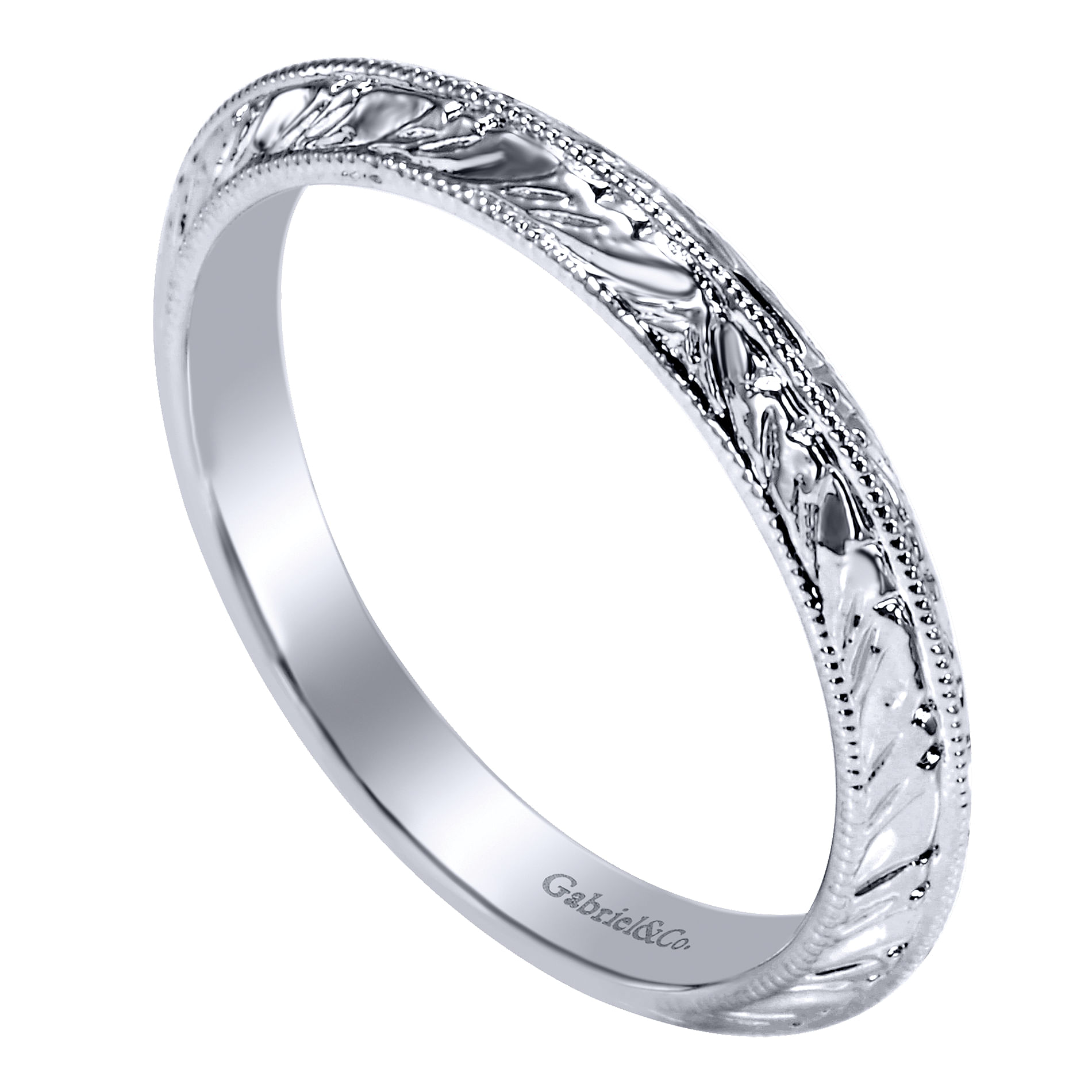 14k White Gold Straight Wedding Band angle 3 14k White Gold Straight Wedding Band angle 3