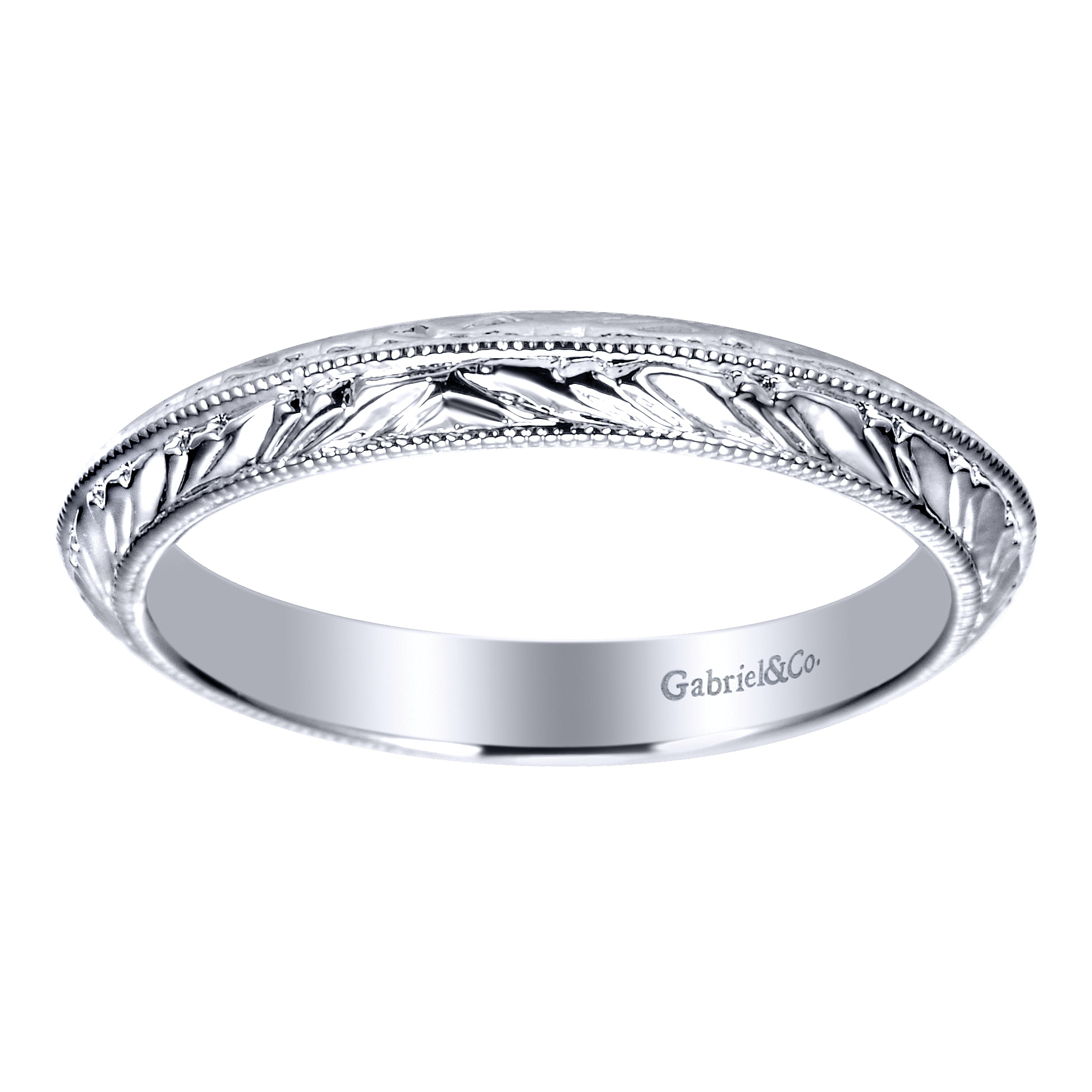 14k White Gold Straight Wedding Band angle 5 14k White Gold Straight Wedding Band angle 5