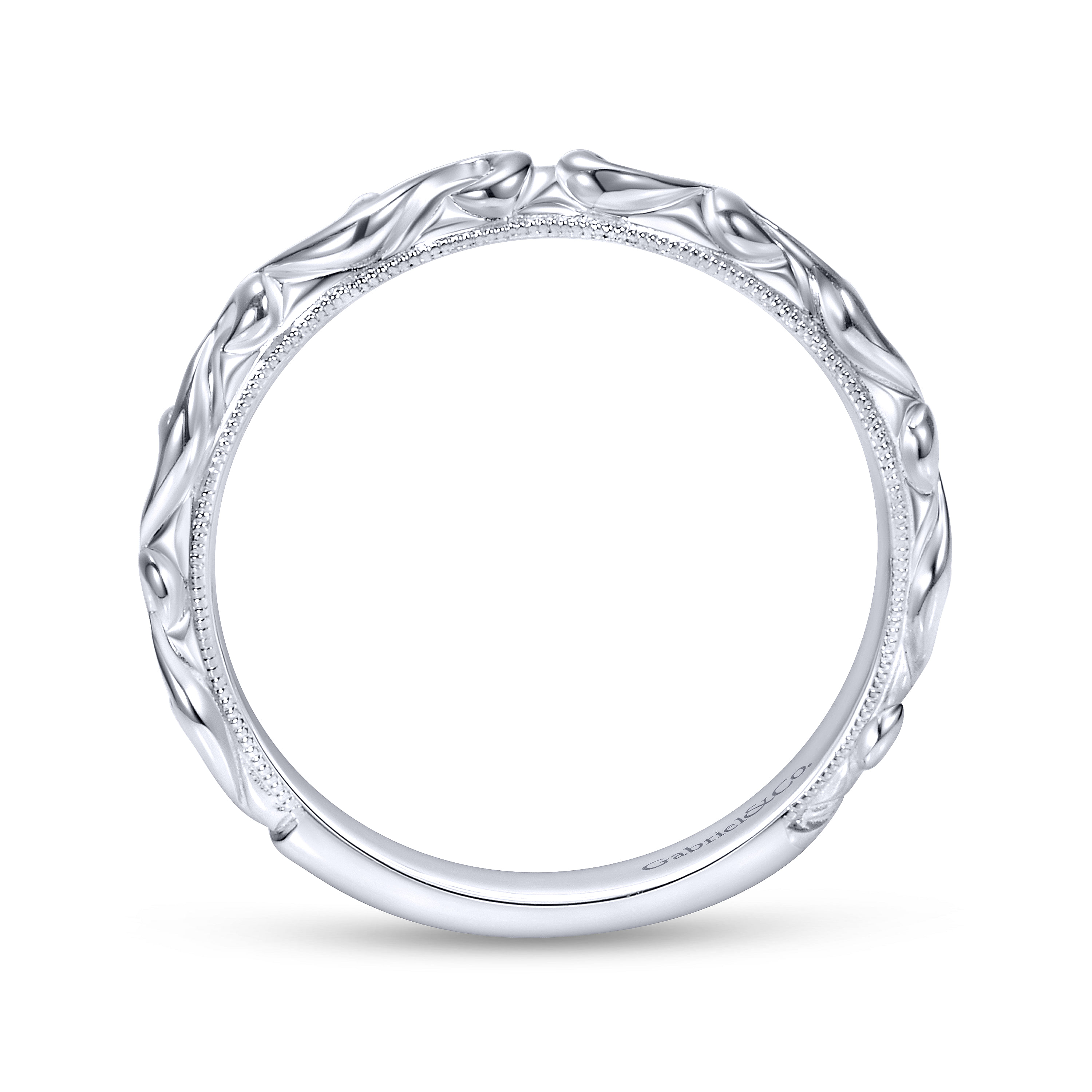 14k White Gold Straight Wedding Band angle 2 14k White Gold Straight Wedding Band angle 2
