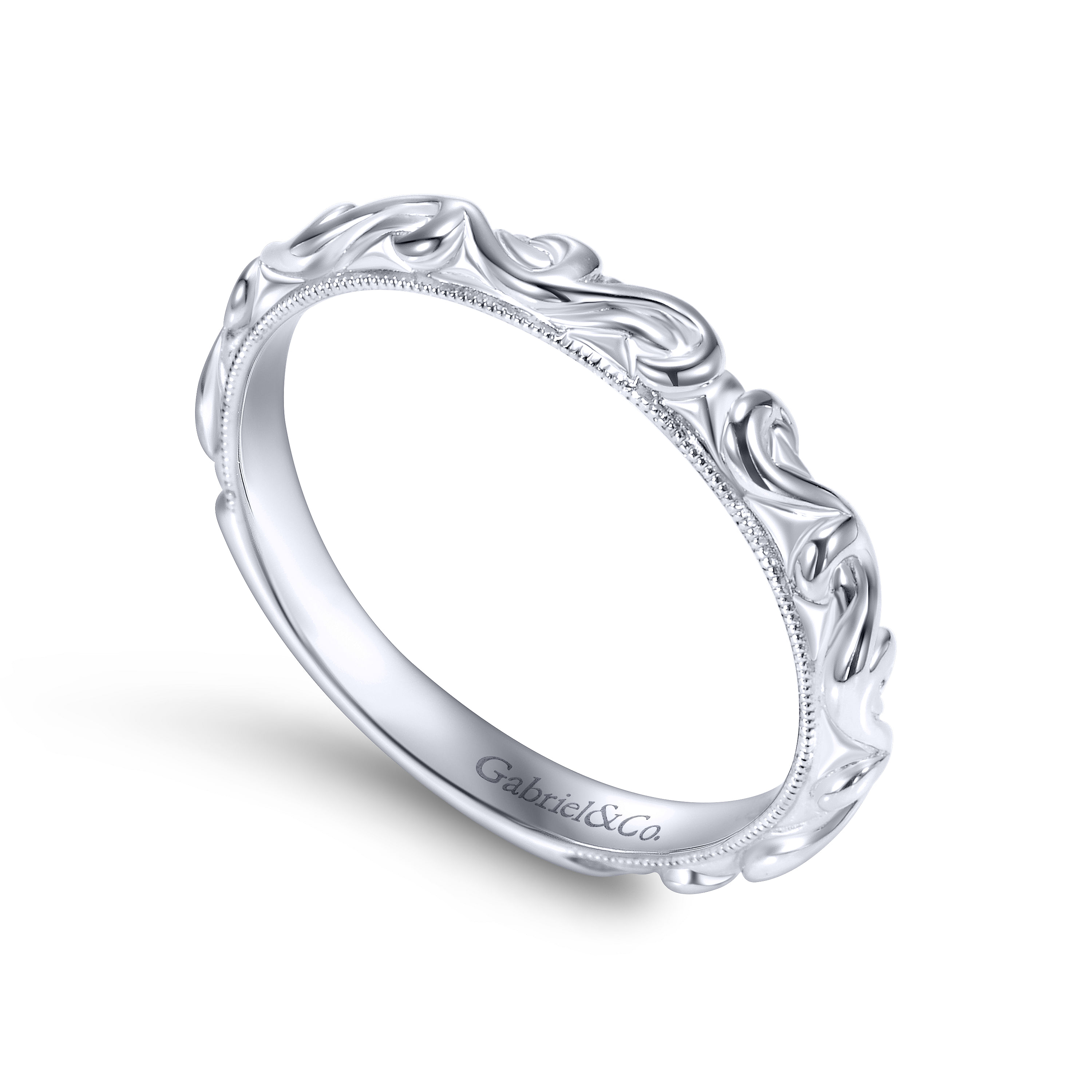 14k White Gold Straight Wedding Band angle 3 14k White Gold Straight Wedding Band angle 3
