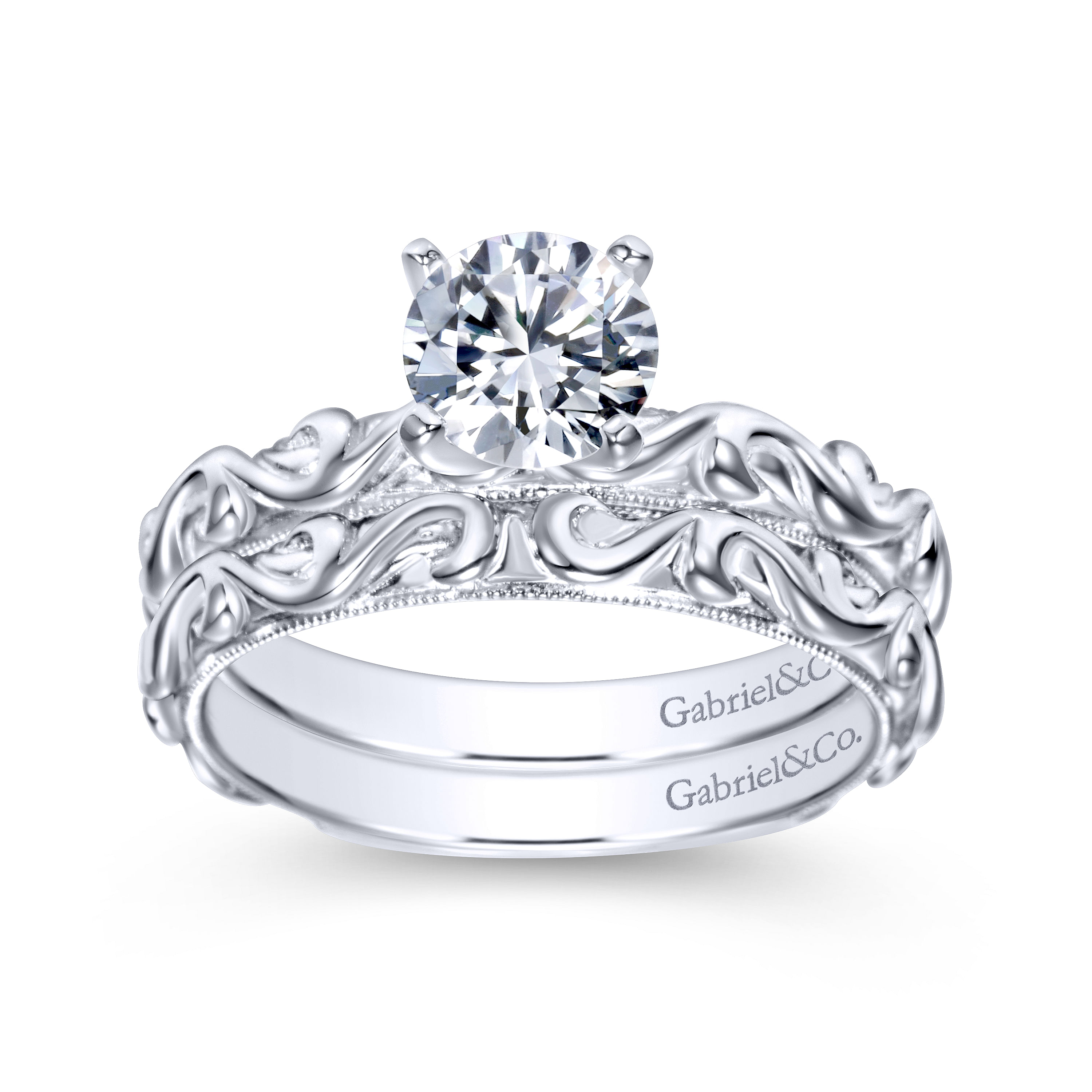 14k White Gold Straight Wedding Band angle 4 14k White Gold Straight Wedding Band angle 4