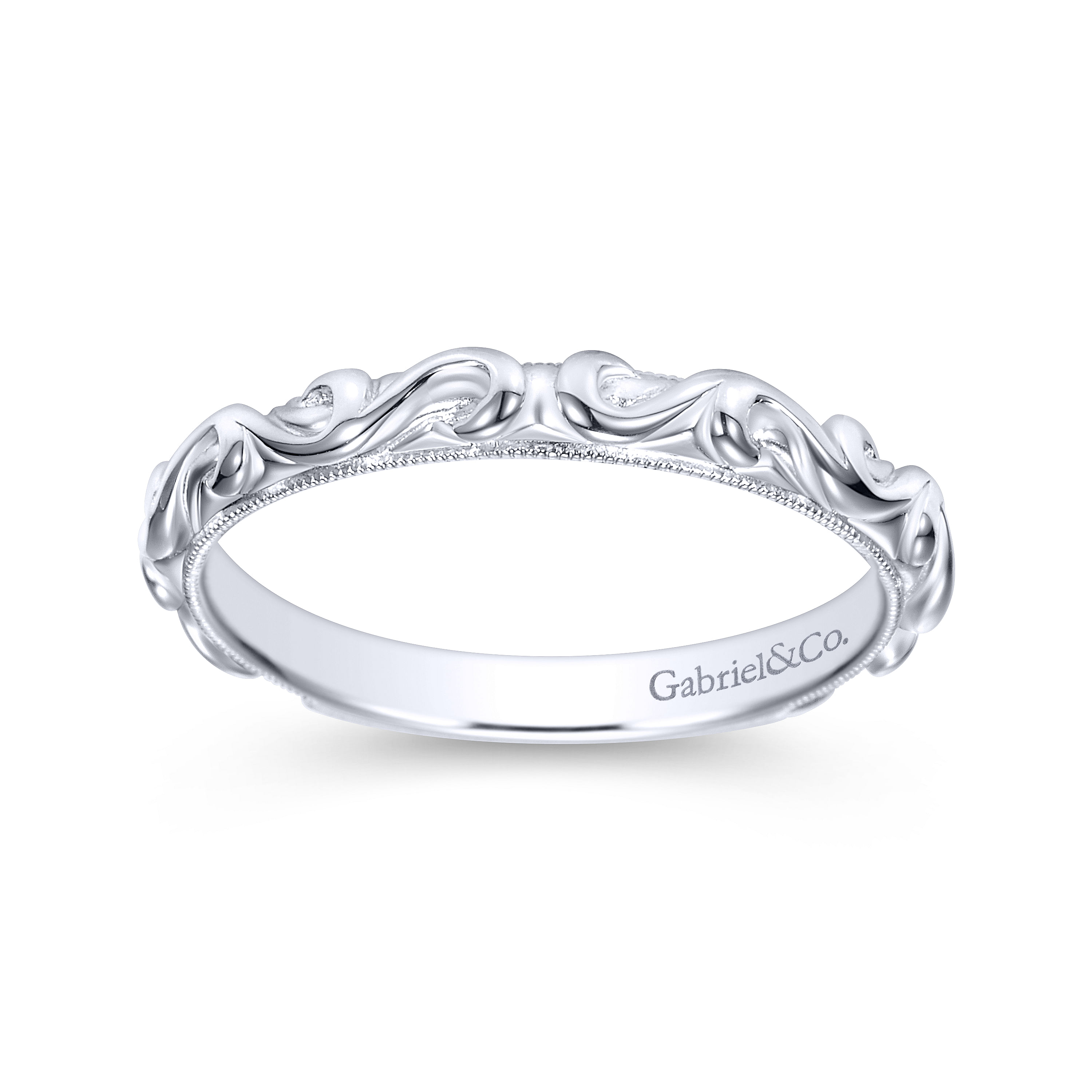 14k White Gold Straight Wedding Band angle 5 14k White Gold Straight Wedding Band angle 5