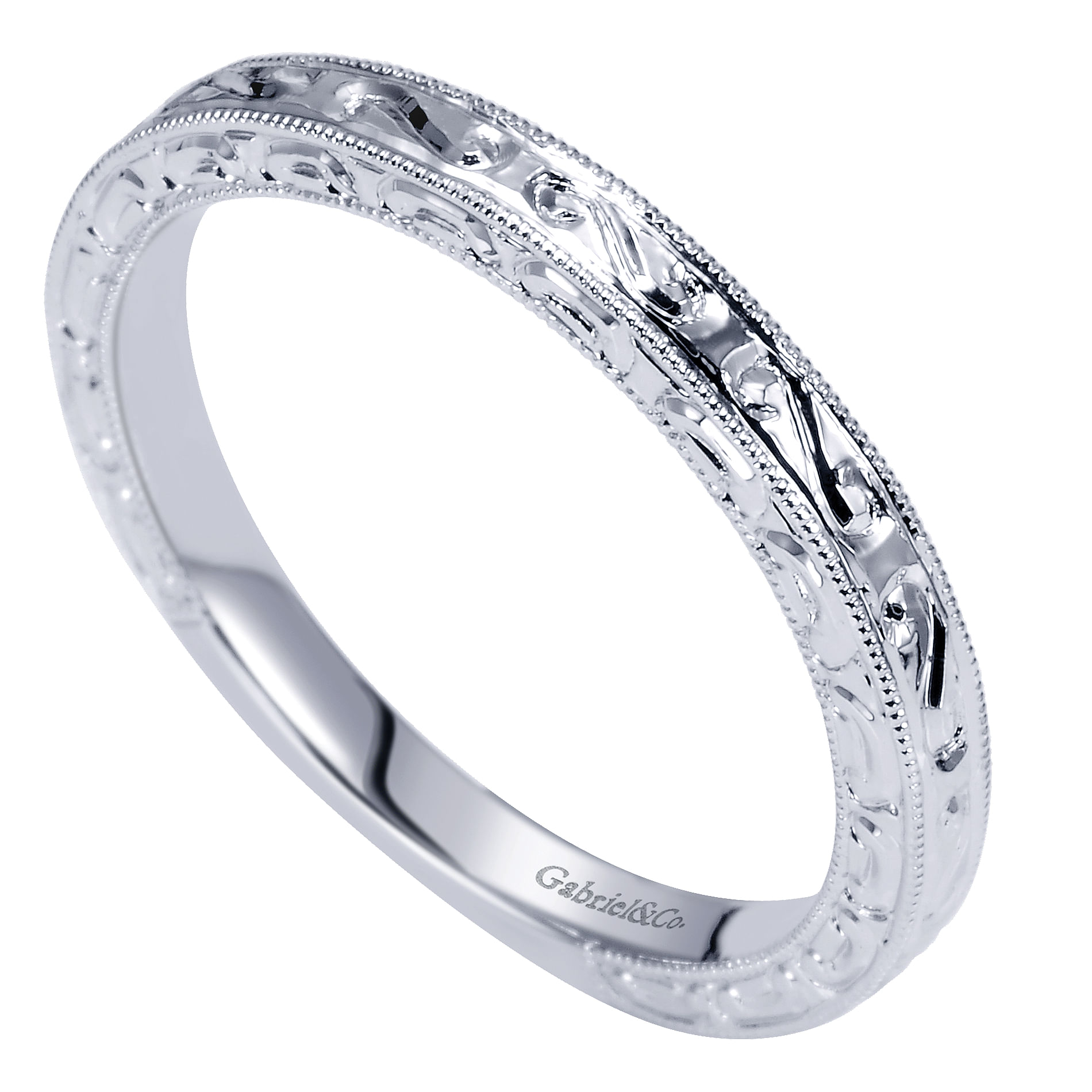 14k White Gold Straight Wedding Band angle 3 14k White Gold Straight Wedding Band angle 3