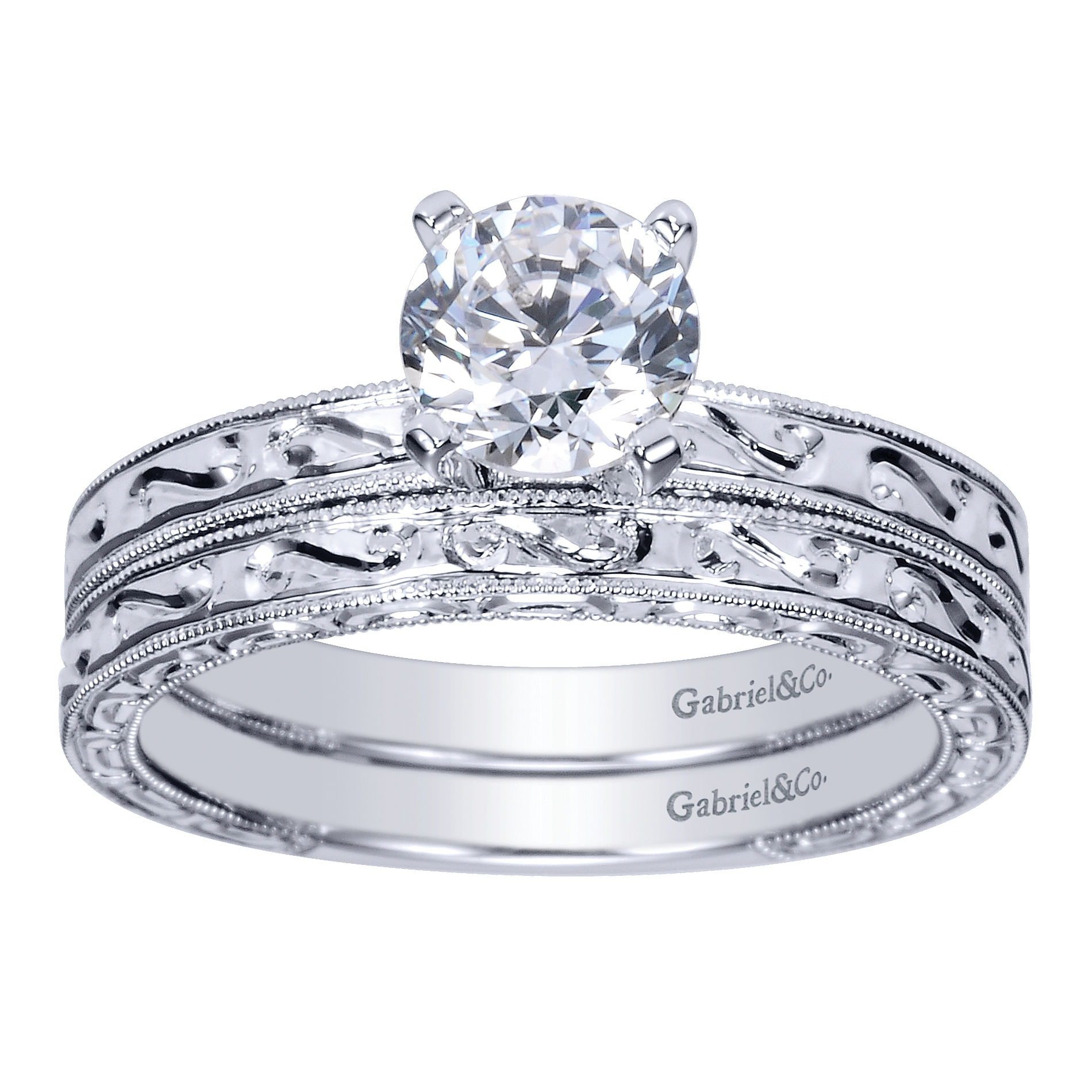14k White Gold Straight Wedding Band angle 4 14k White Gold Straight Wedding Band angle 4