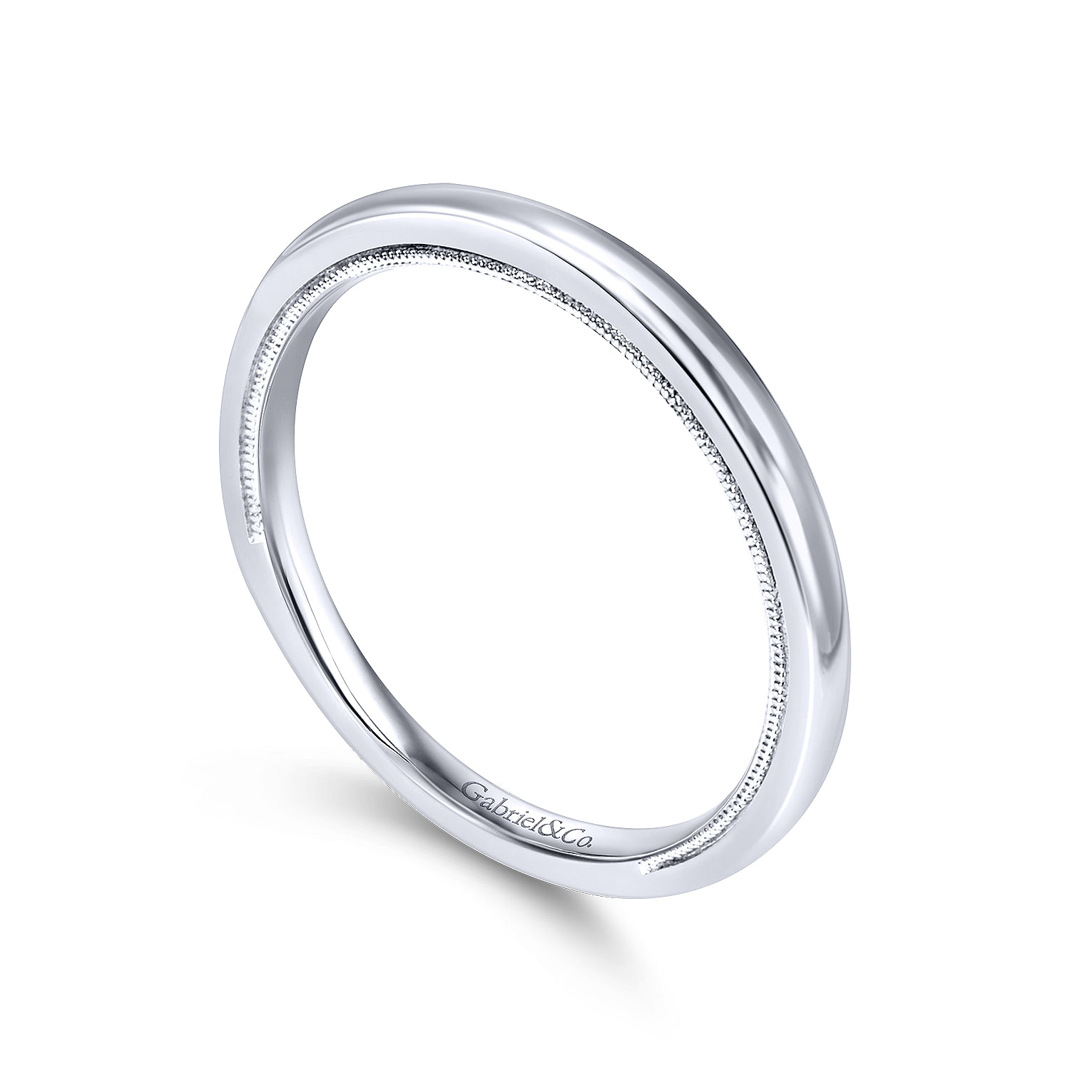 14k White Gold Straight Wedding Band angle 3 14k White Gold Straight Wedding Band angle 3