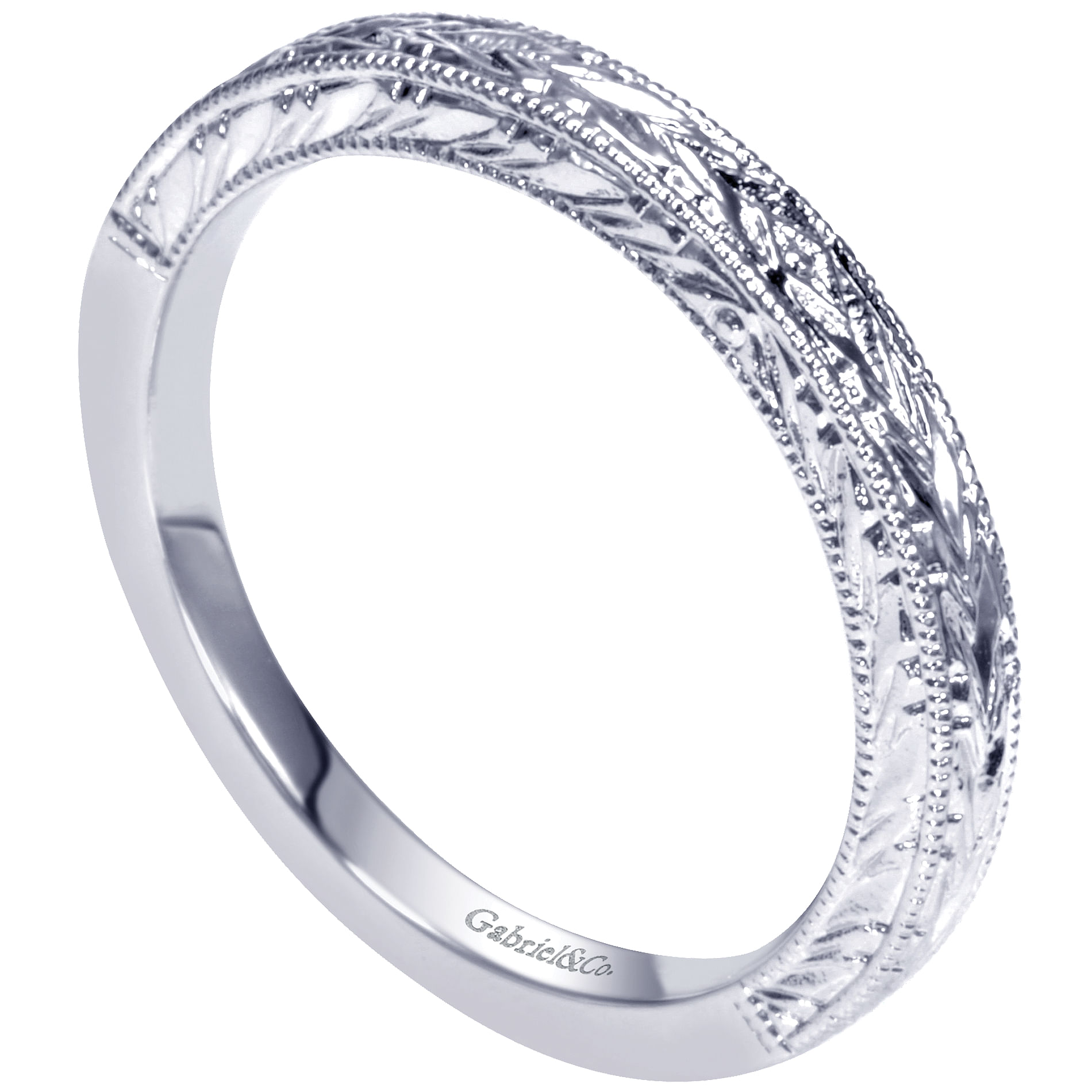 14k White Gold Straight Wedding Band angle 3 14k White Gold Straight Wedding Band angle 3
