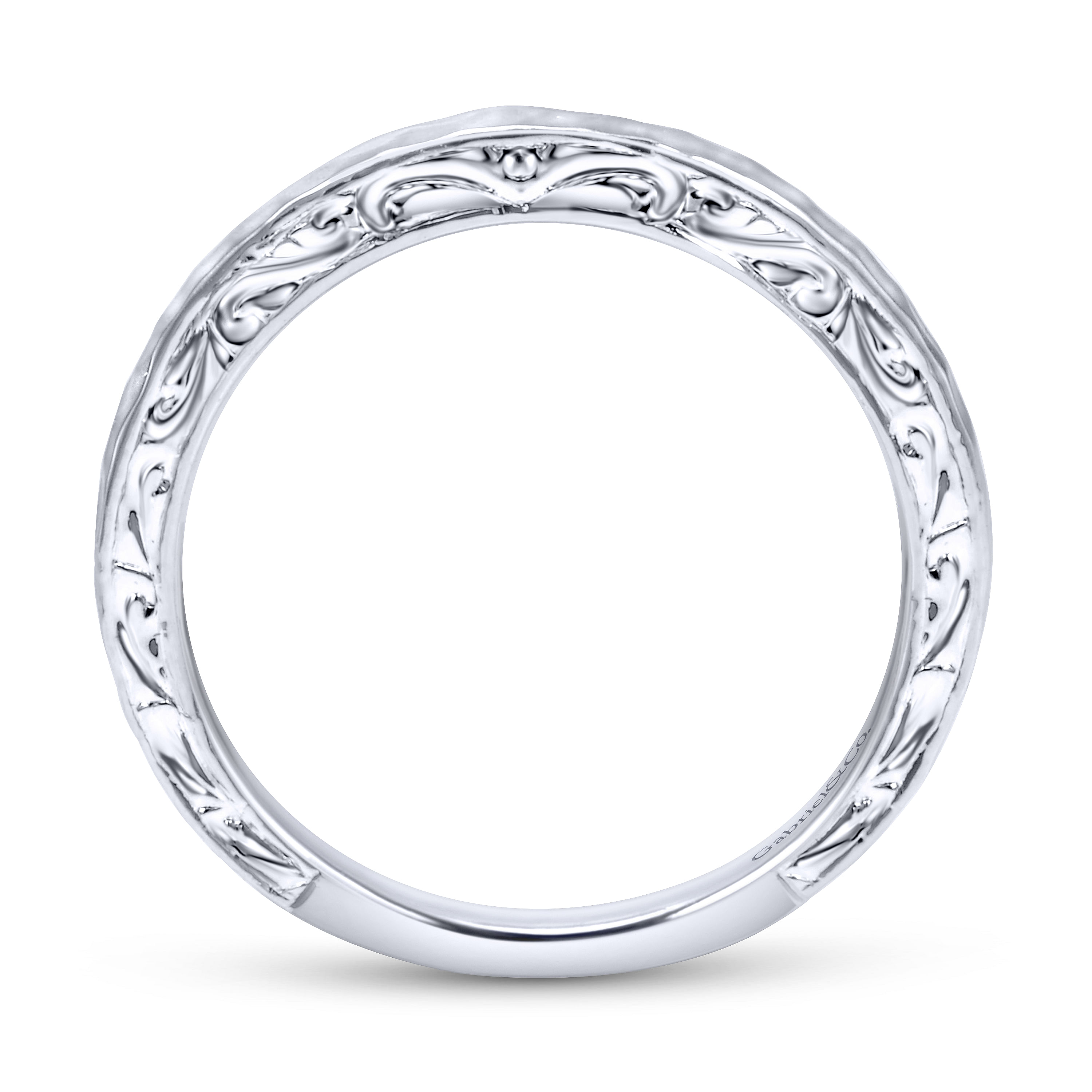 14k White Gold Straight Wedding Band angle 2 14k White Gold Straight Wedding Band angle 2