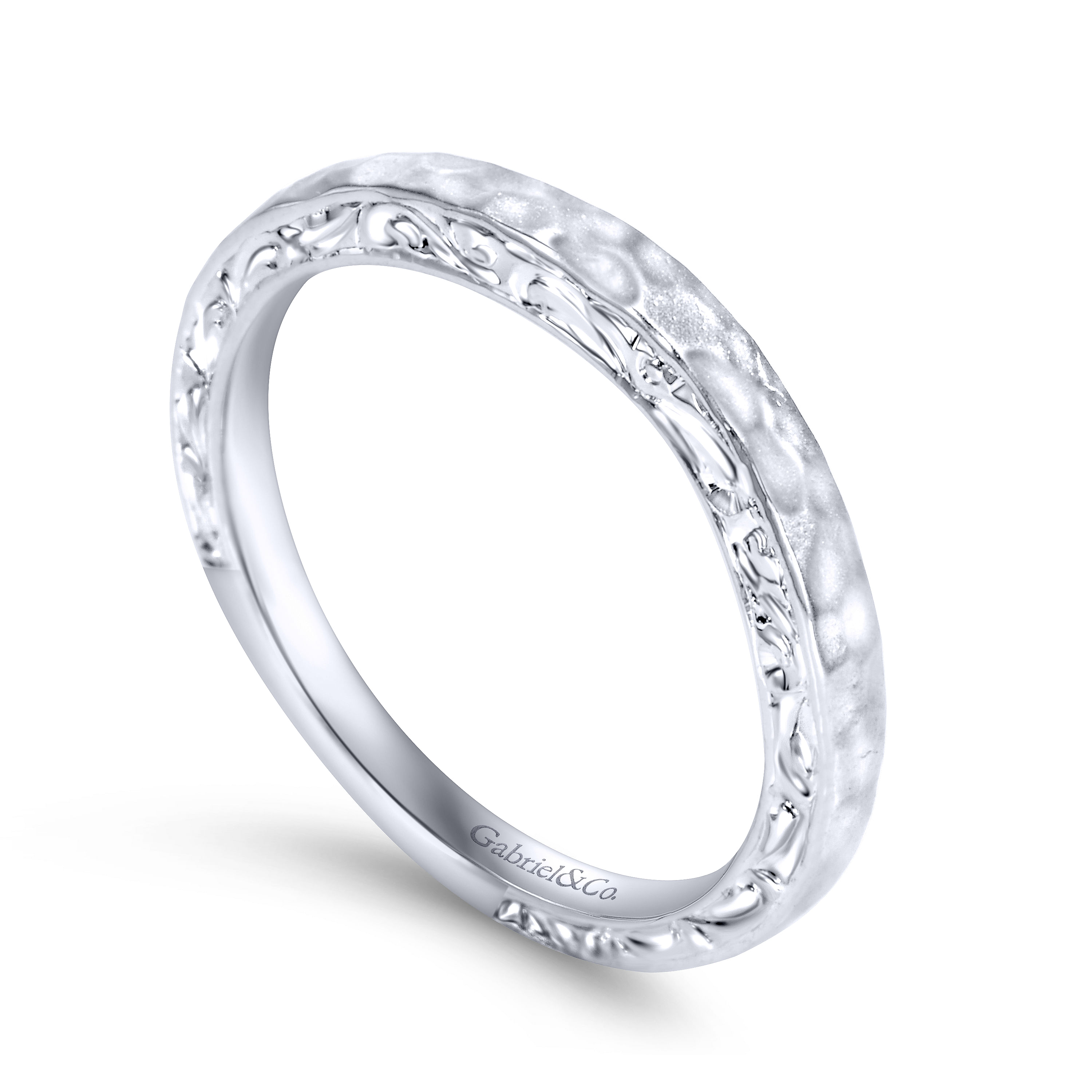 14k White Gold Straight Wedding Band angle 3 14k White Gold Straight Wedding Band angle 3