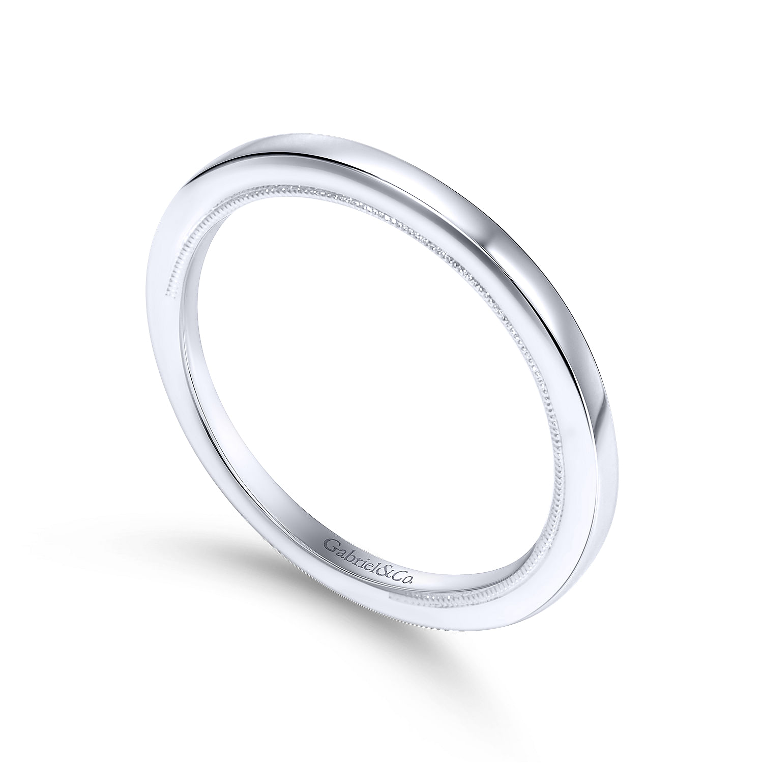 14k White Gold Straight Wedding Band angle 3 14k White Gold Straight Wedding Band angle 3