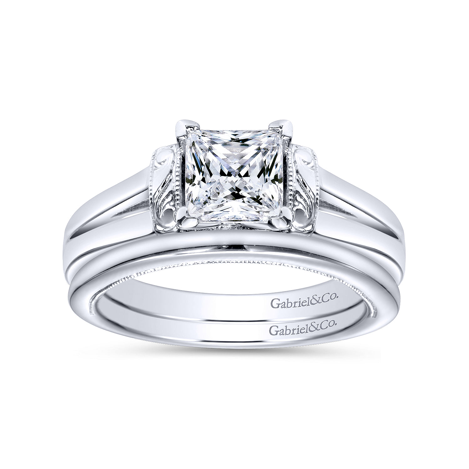 14k White Gold Straight Wedding Band angle 4 14k White Gold Straight Wedding Band angle 4