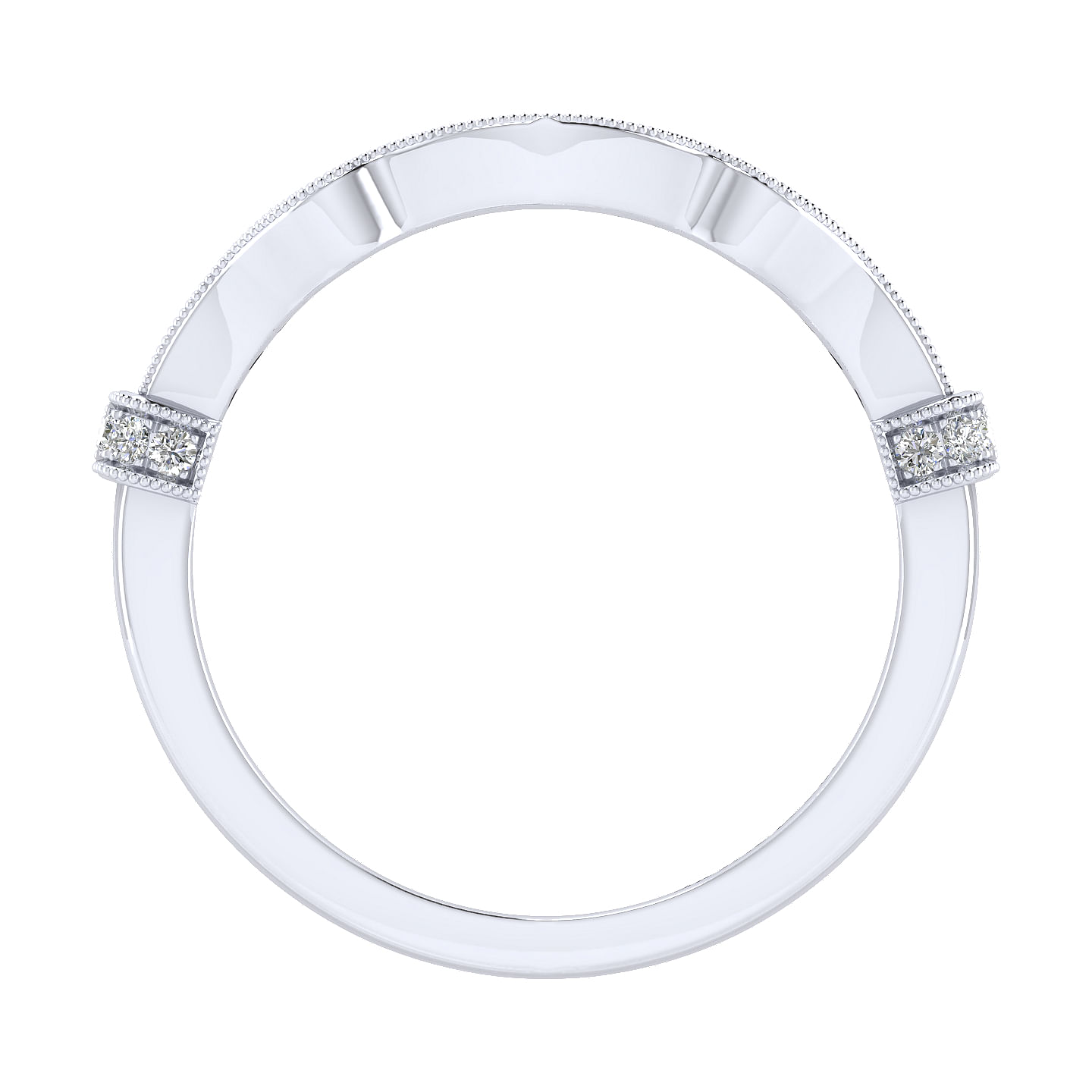 14k White Gold Victorian Curved Wedding Band angle 2 14k White Gold Victorian Curved Wedding Band angle 2