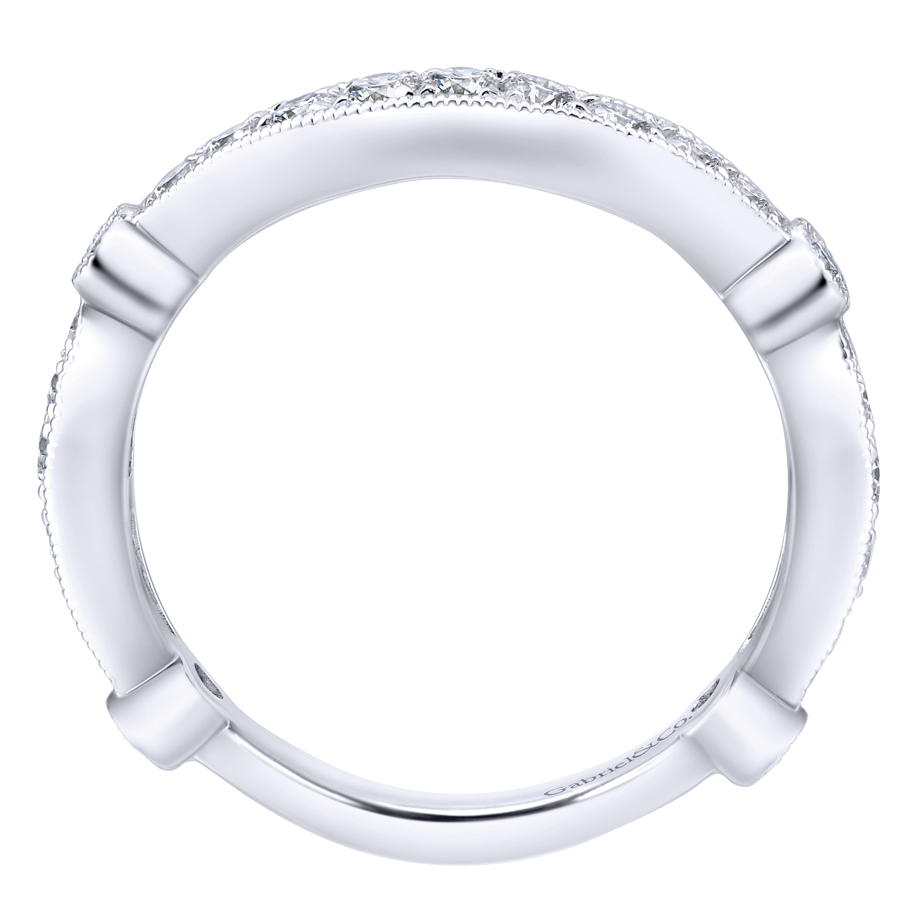 14k White Gold Victorian Curved Wedding Band angle 2 14k White Gold Victorian Curved Wedding Band angle 2