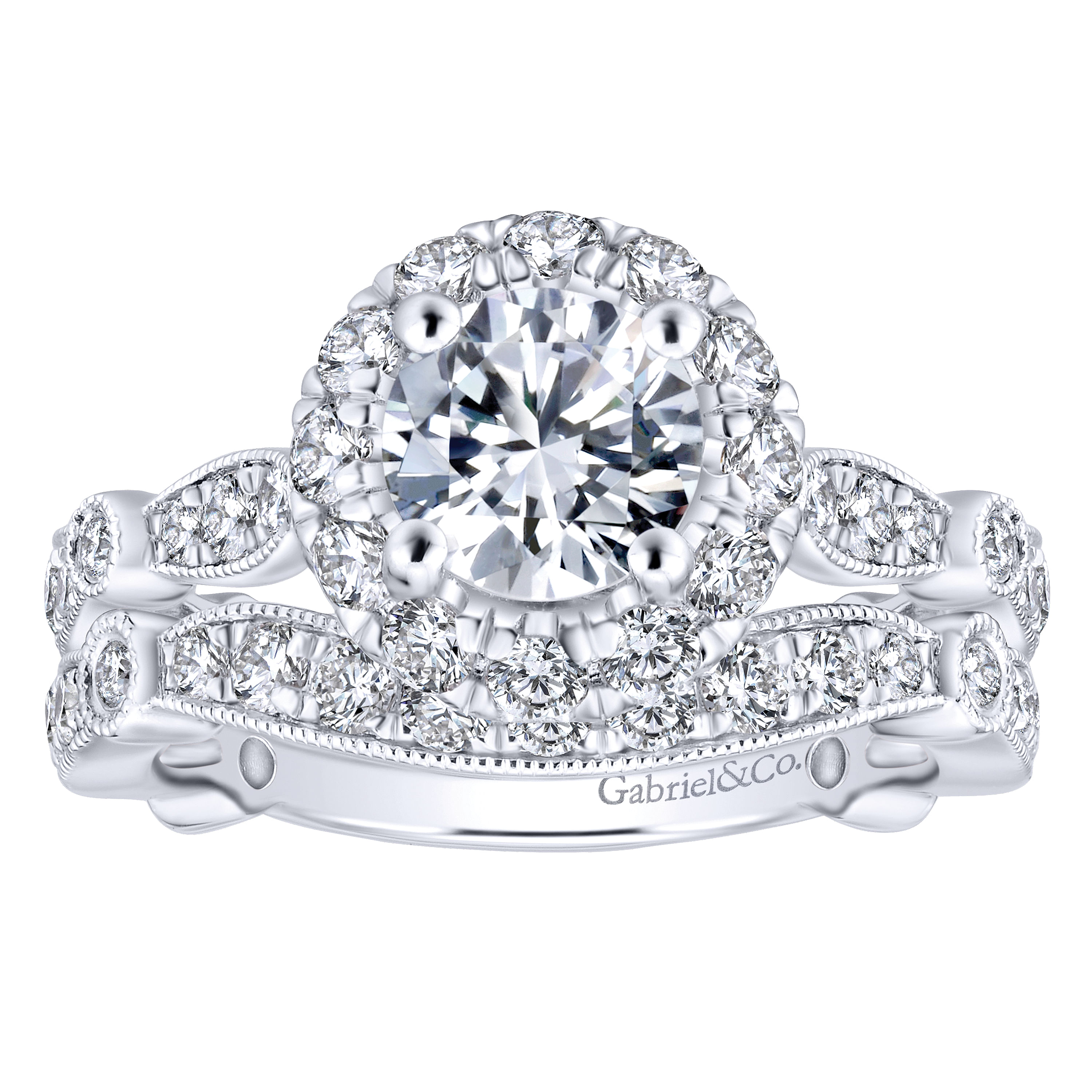 14k White Gold Victorian Curved Wedding Band angle 4 14k White Gold Victorian Curved Wedding Band angle 4