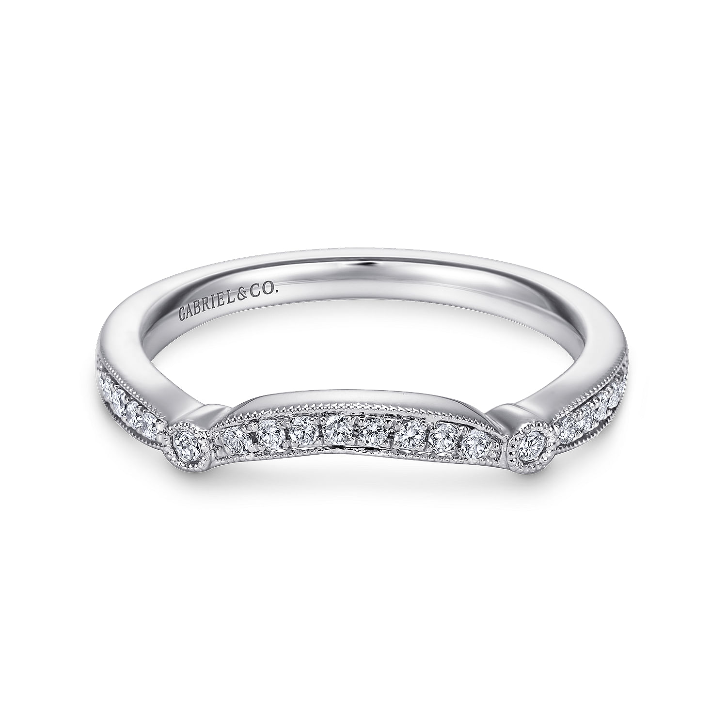 Vintage 14k White Gold Round Curved Vintage 14k White Gold Round Curved
