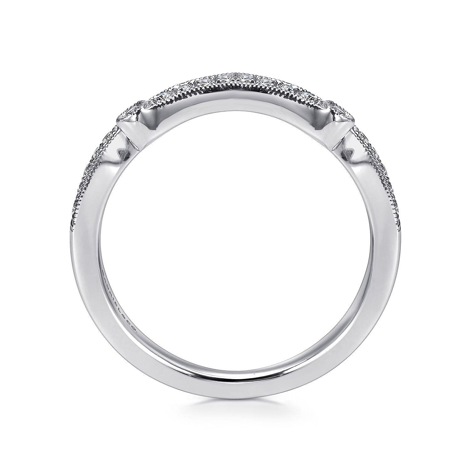 14k White Gold Victorian Curved Wedding Band angle 2 14k White Gold Victorian Curved Wedding Band angle 2