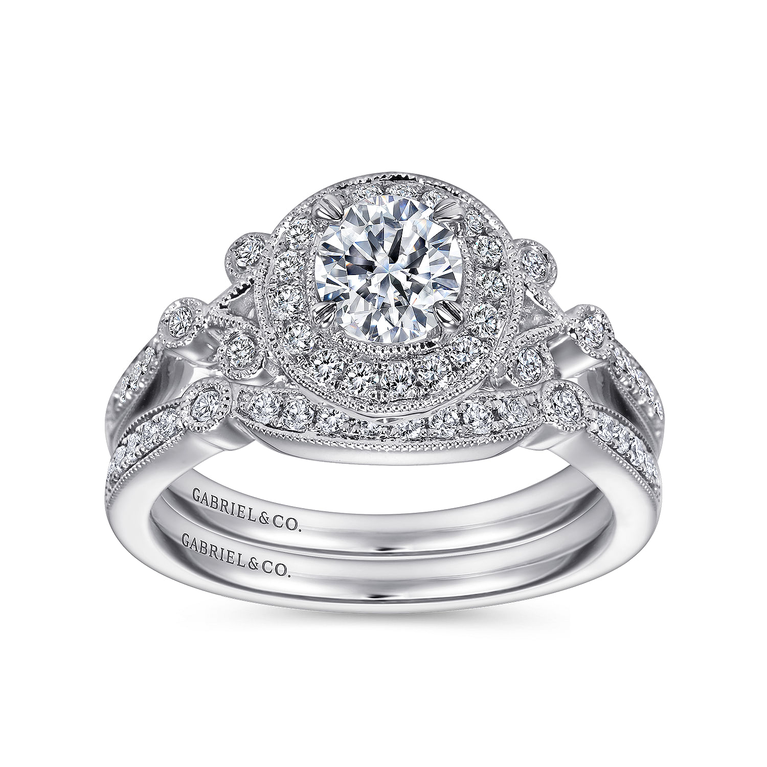 14k White Gold Victorian Curved Wedding Band angle 4 14k White Gold Victorian Curved Wedding Band angle 4