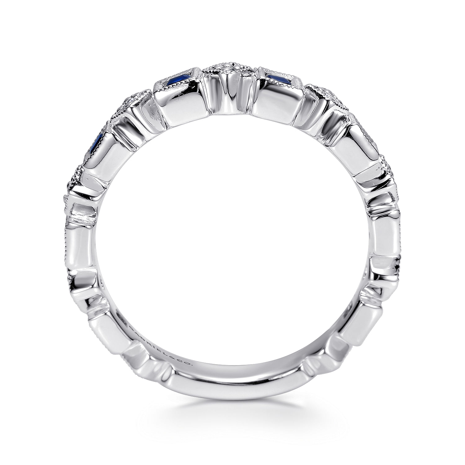 14k White Gold Victorian Curved Wedding Band angle 2 14k White Gold Victorian Curved Wedding Band angle 2
