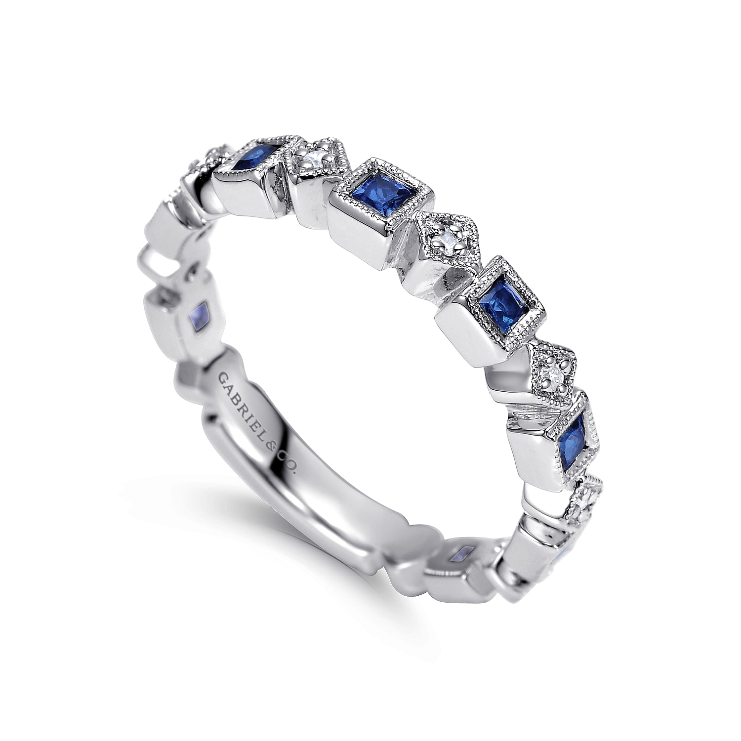 14k White Gold Victorian Curved Wedding Band angle 3 14k White Gold Victorian Curved Wedding Band angle 3