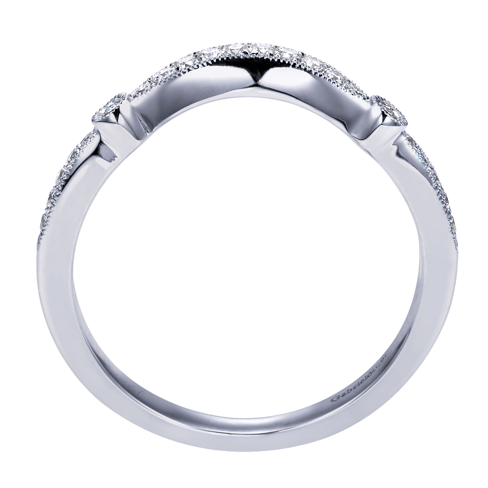 14k White Gold Victorian Curved Wedding Band angle 2 14k White Gold Victorian Curved Wedding Band angle 2