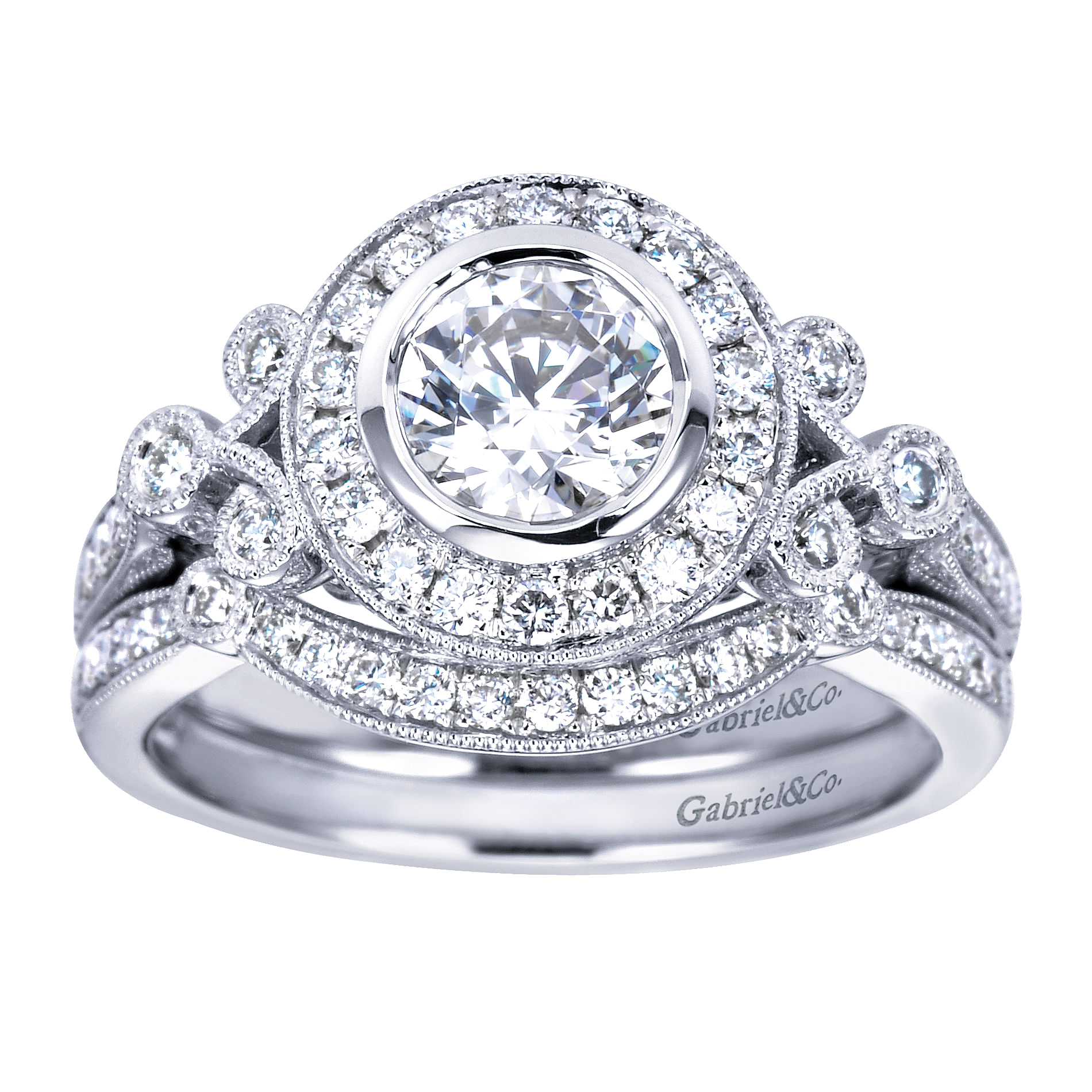 14k White Gold Victorian Curved Wedding Band angle 4 14k White Gold Victorian Curved Wedding Band angle 4