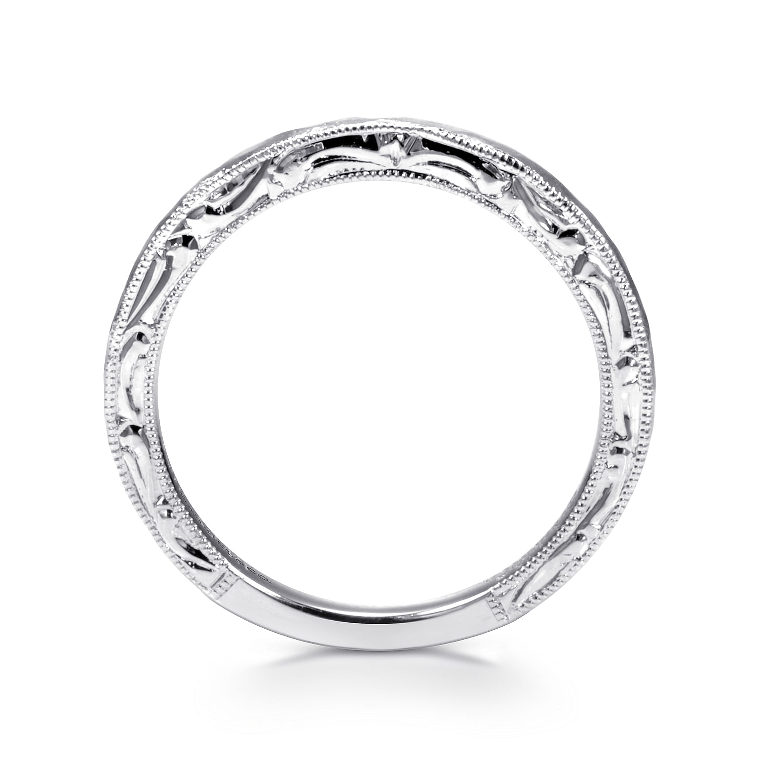 14k White Gold Victorian Curved Wedding Band angle 2 14k White Gold Victorian Curved Wedding Band angle 2