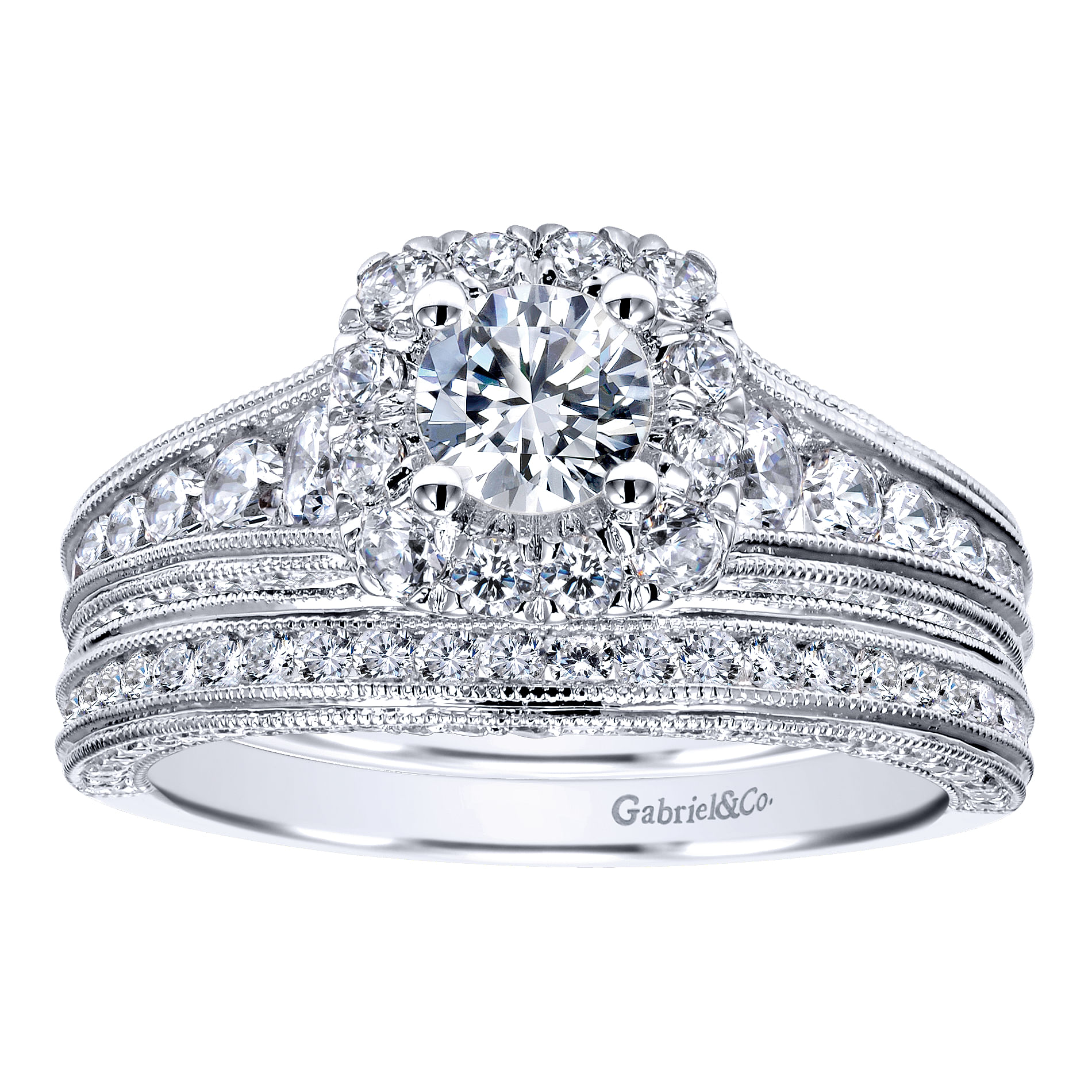 14k White Gold Victorian Curved Wedding Band angle 4 14k White Gold Victorian Curved Wedding Band angle 4