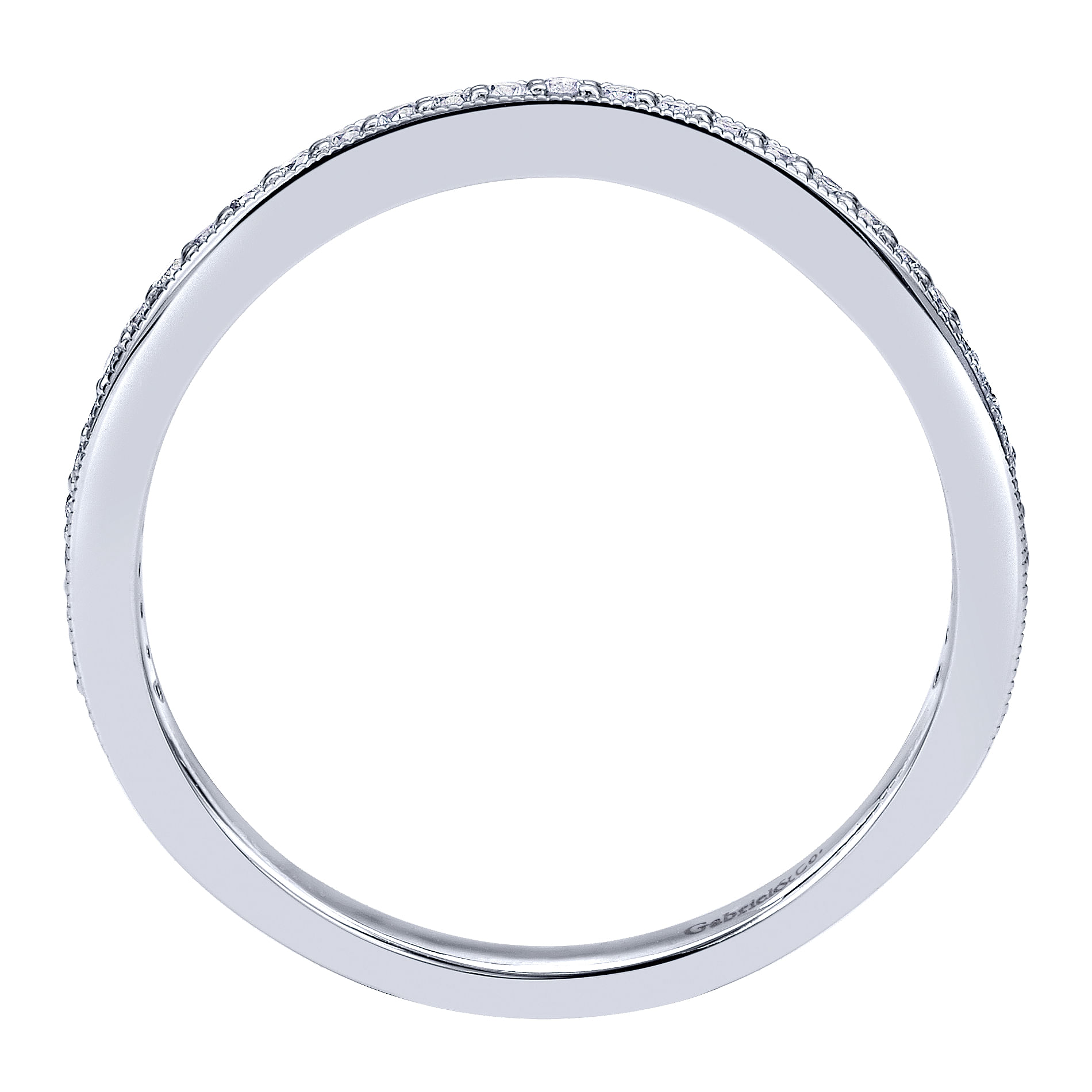 14k White Gold Victorian Curved Wedding Band angle 2 14k White Gold Victorian Curved Wedding Band angle 2