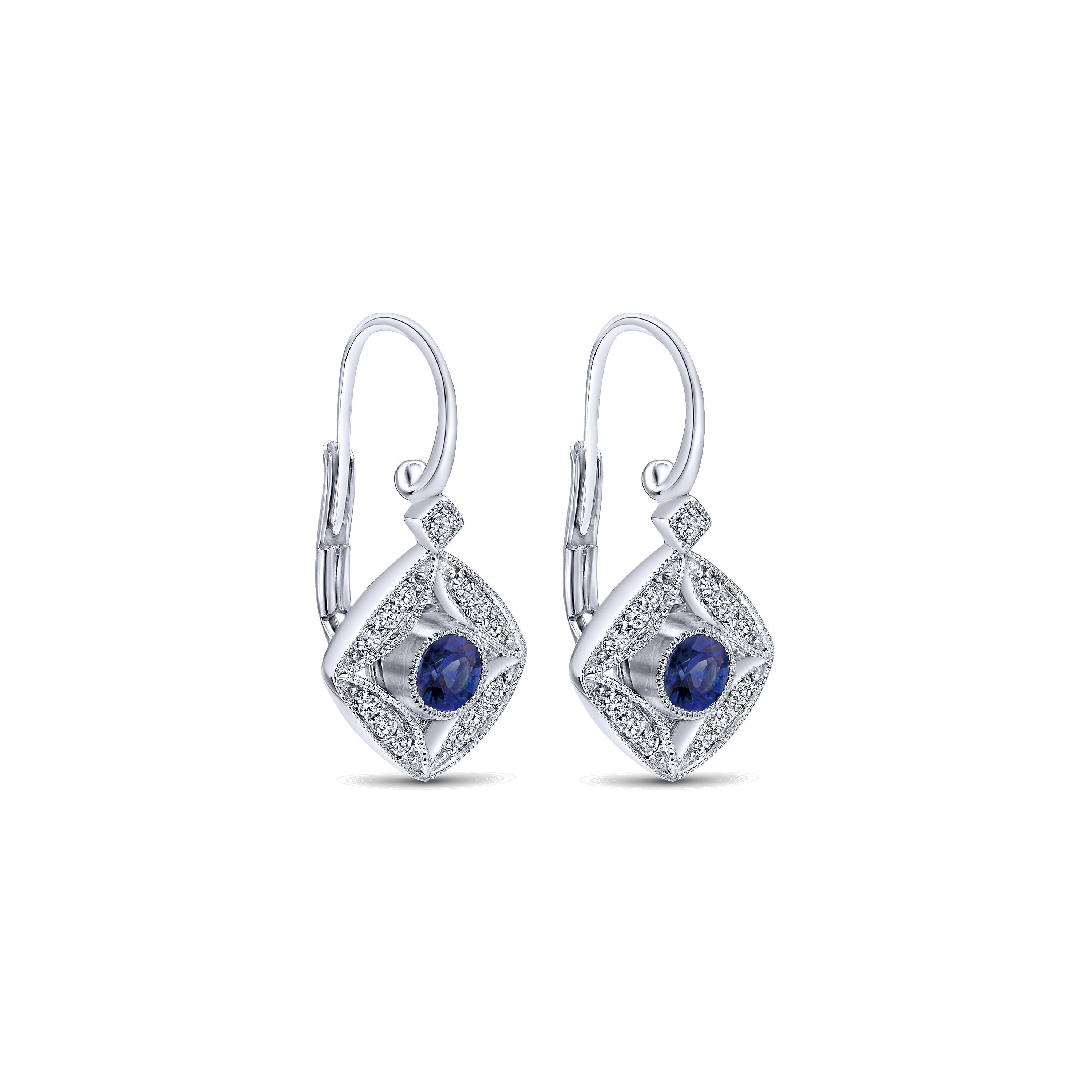 14k White Gold Victorian Drop Earrings angle 2 14k White Gold Victorian Drop Earrings angle 2