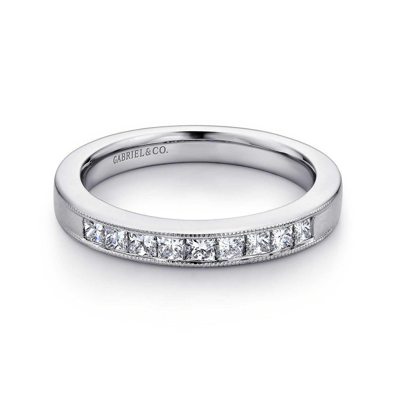 14k White Gold Victorian Straight Anniversary Band angle 1 14k White Gold Victorian Straight Anniversary Band angle 1