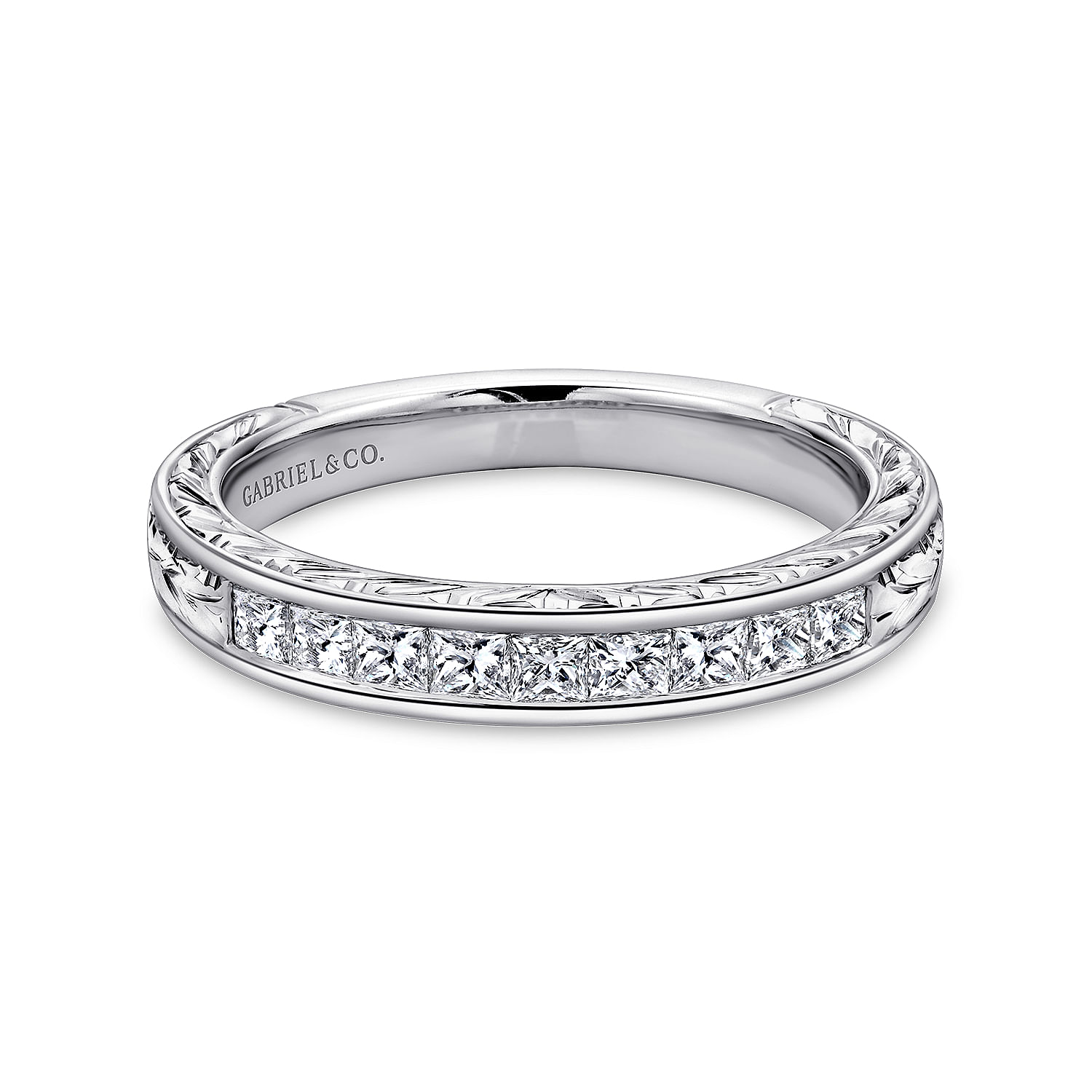 14k White Gold Victorian Straight Anniversary Band angle 1 14k White Gold Victorian Straight Anniversary Band angle 1