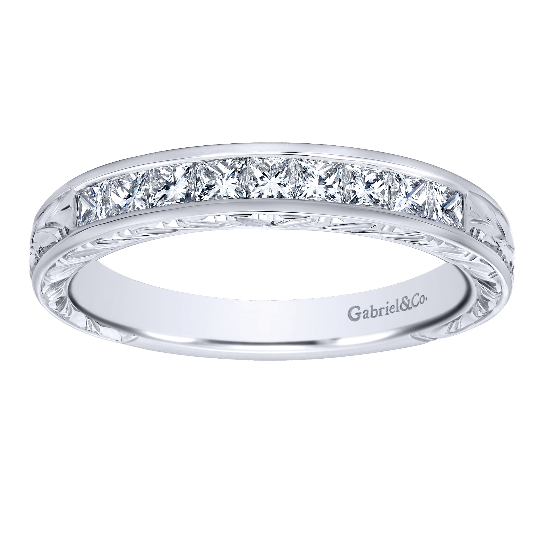 14k White Gold Victorian Straight Anniversary Band angle 5 14k White Gold Victorian Straight Anniversary Band angle 5