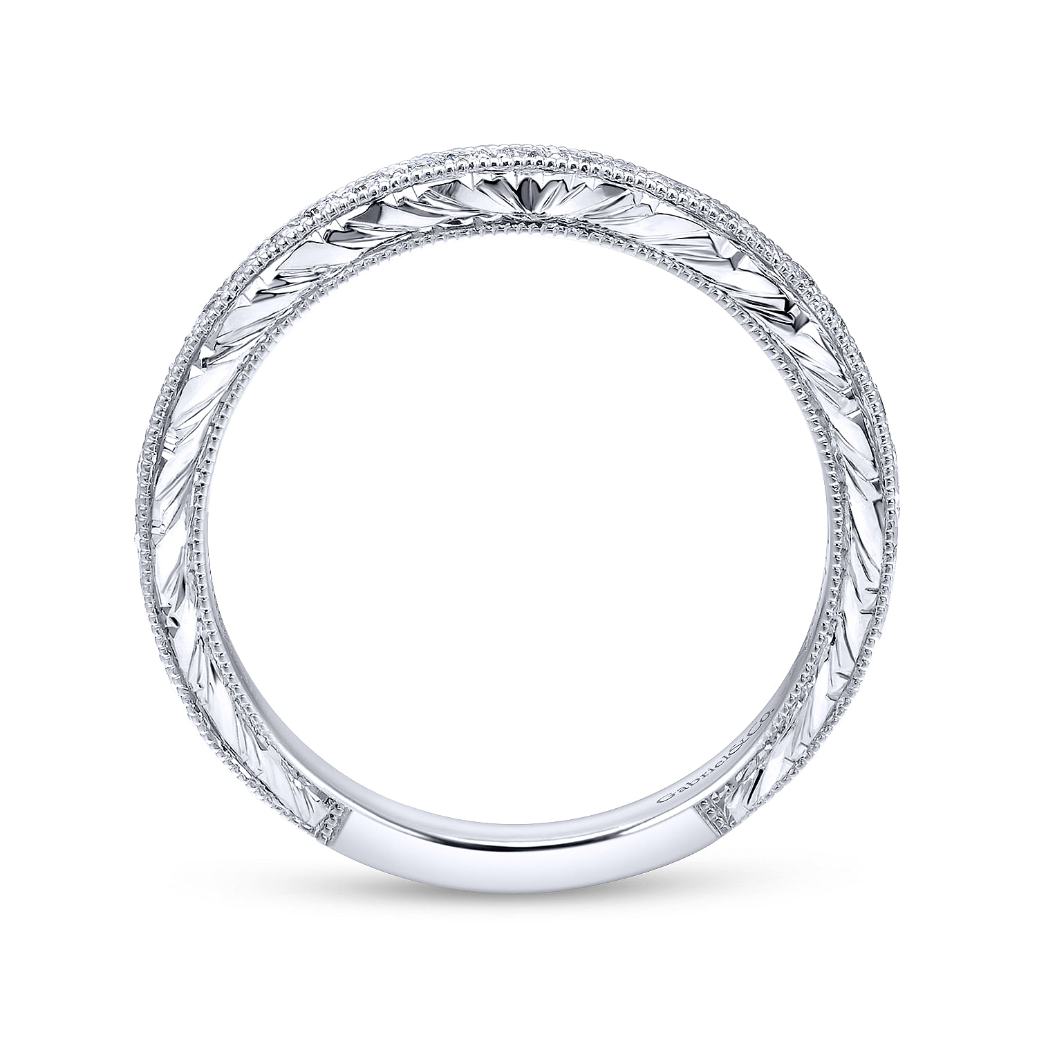 14k White Gold Victorian Straight Wedding Band angle 2 14k White Gold Victorian Straight Wedding Band angle 2