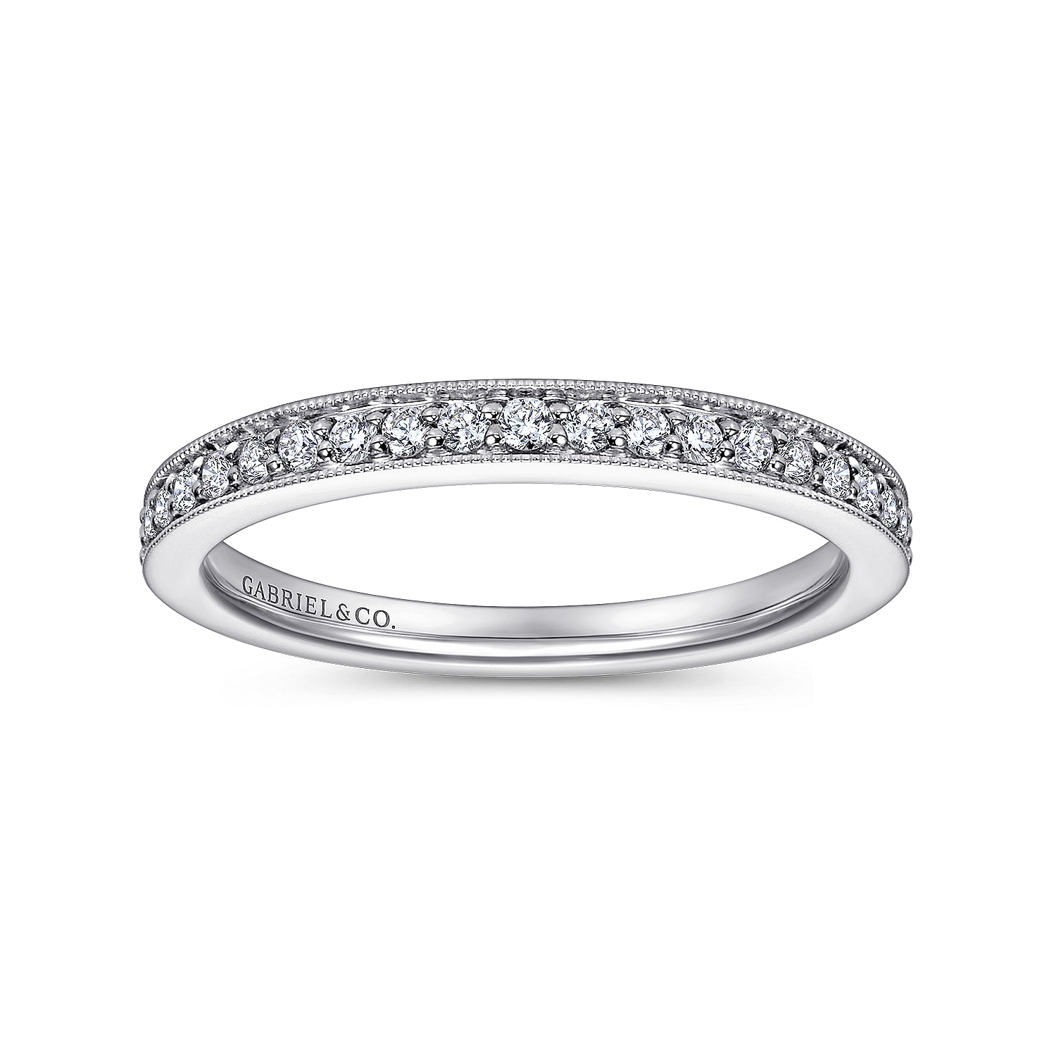 14k White Gold Victorian Straight Wedding Band angle 5 14k White Gold Victorian Straight Wedding Band angle 5