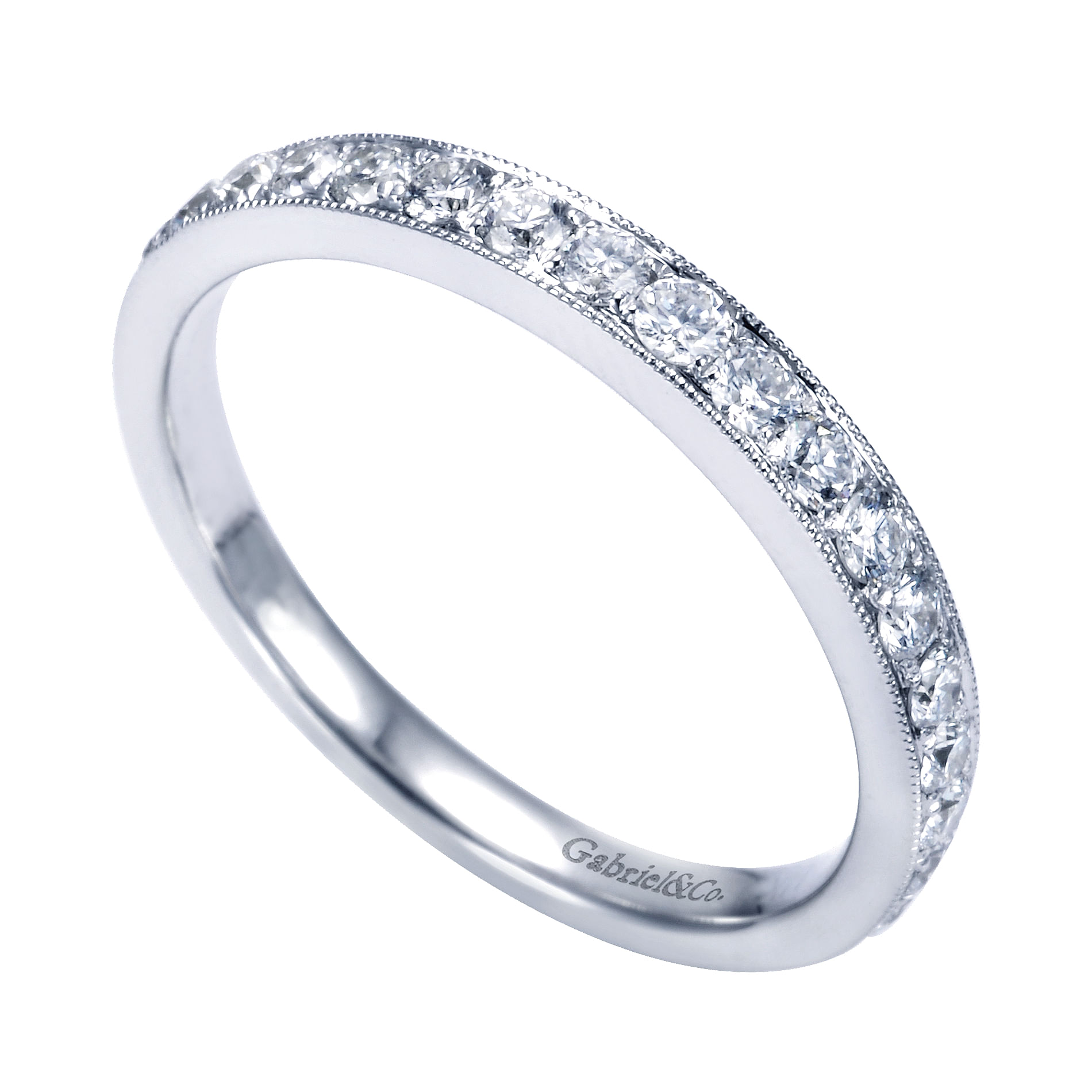 14k White Gold Victorian Straight Wedding Band angle 3 14k White Gold Victorian Straight Wedding Band angle 3