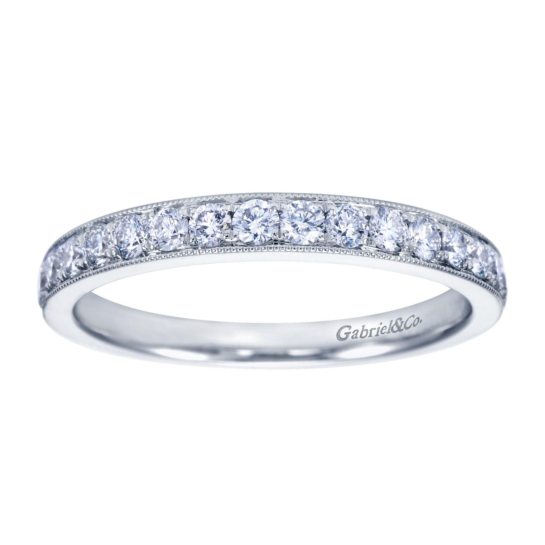 14k White Gold Victorian Straight Wedding Band angle 5 14k White Gold Victorian Straight Wedding Band angle 5