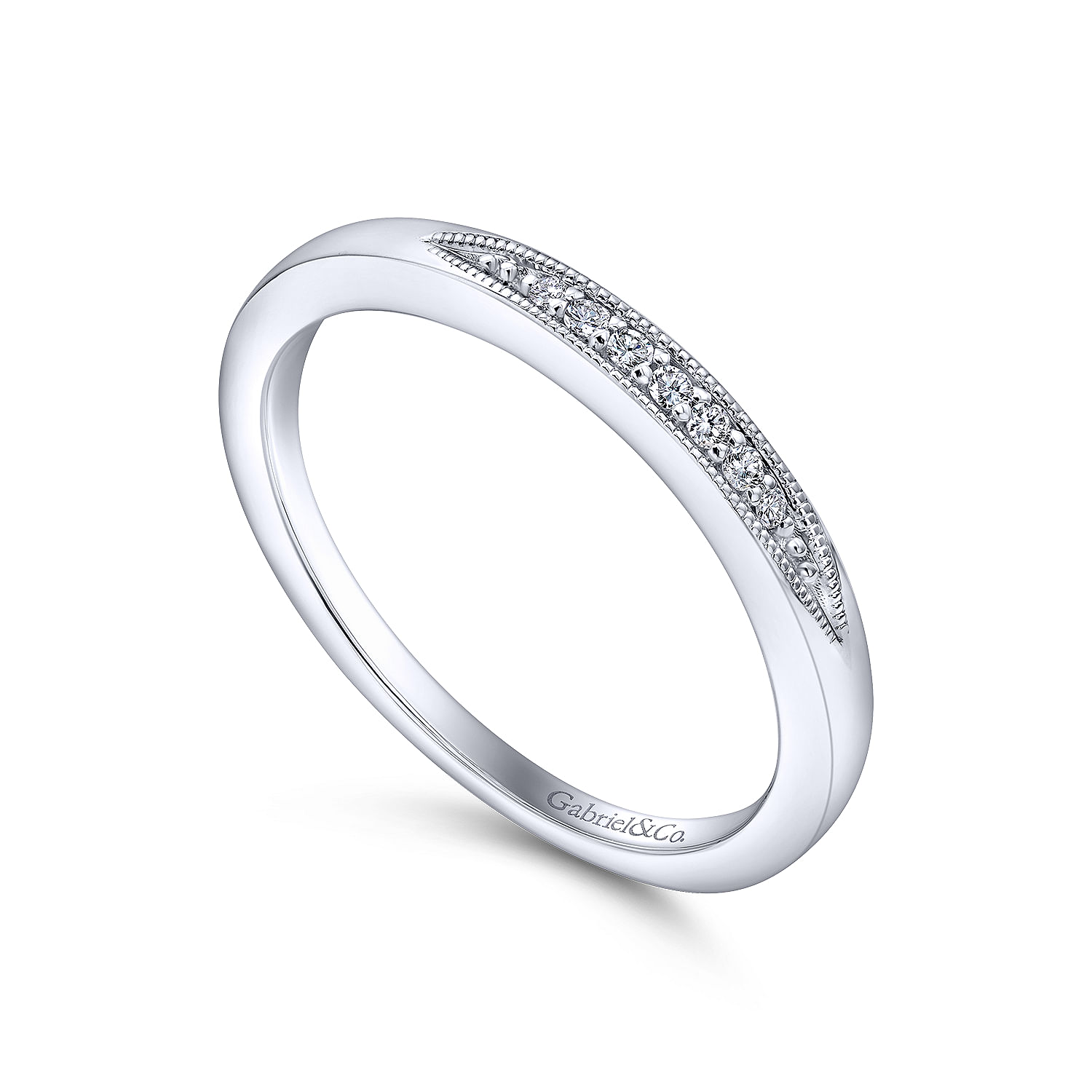 14k White Gold Victorian Straight Wedding Band angle 3 14k White Gold Victorian Straight Wedding Band angle 3