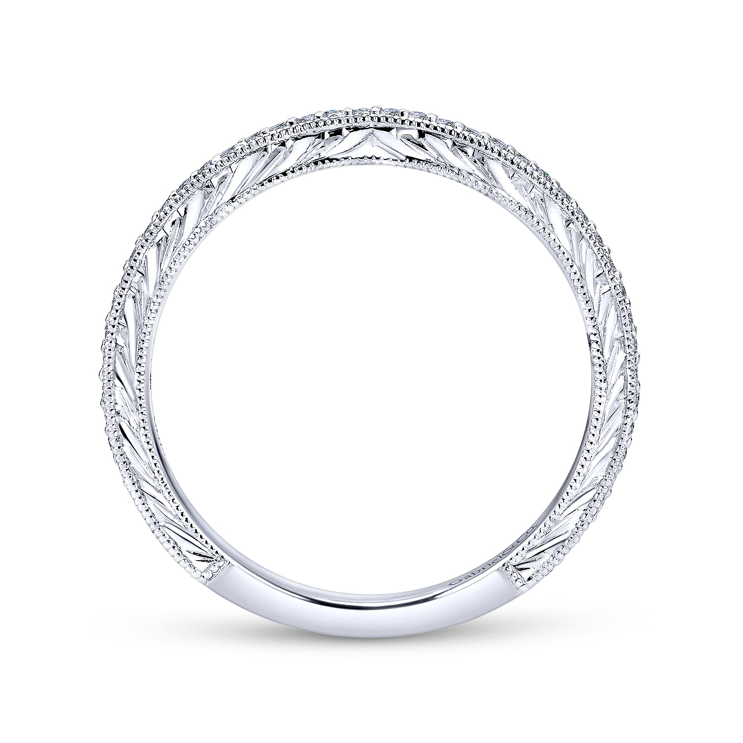 14k White Gold Victorian Straight Wedding Band angle 2 14k White Gold Victorian Straight Wedding Band angle 2