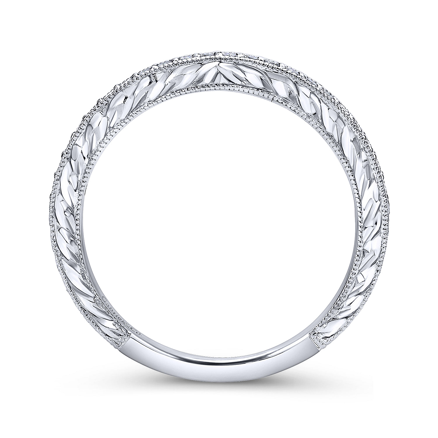 14k White Gold Victorian Straight Wedding Band angle 2 14k White Gold Victorian Straight Wedding Band angle 2