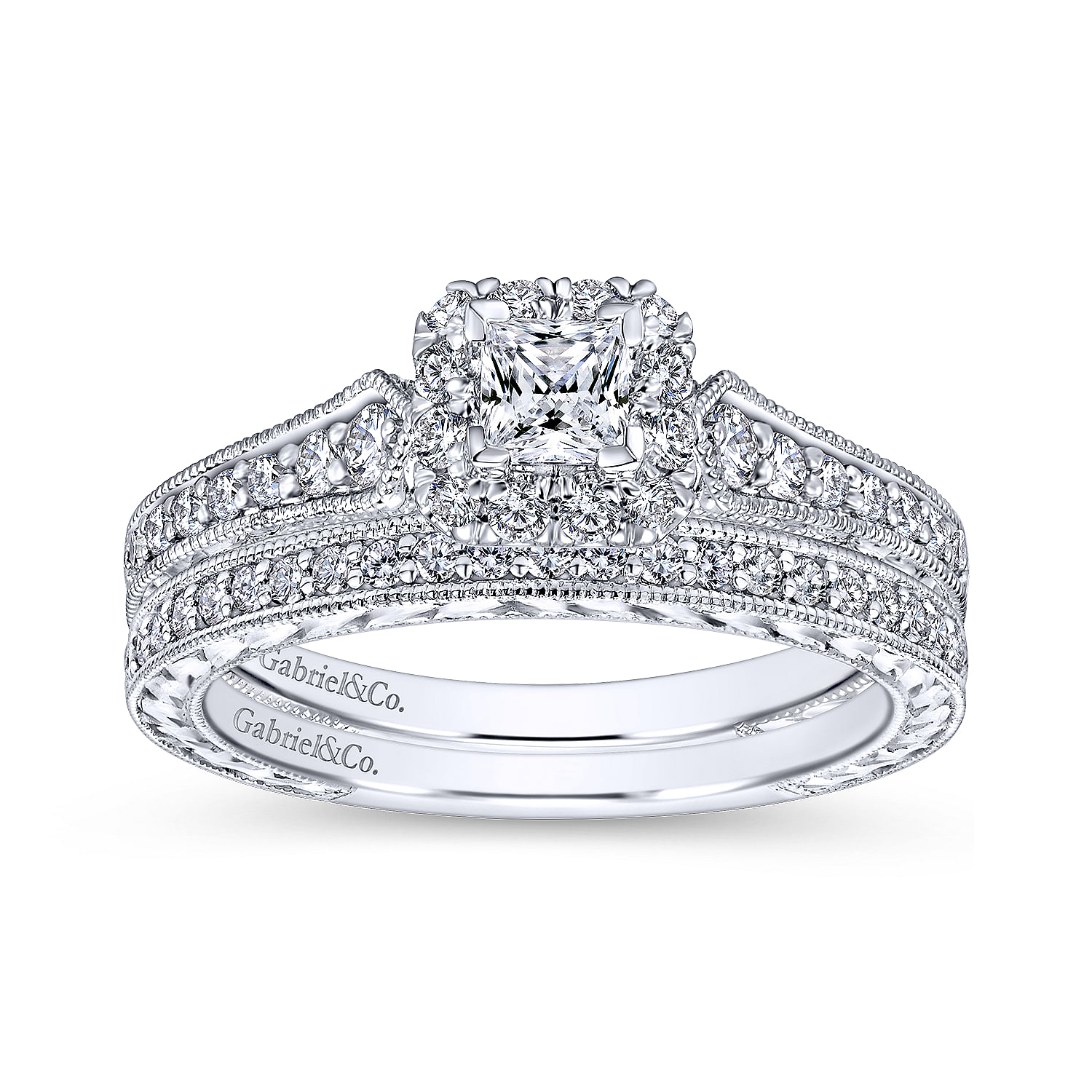 14k White Gold Victorian Straight Wedding Band angle 4 14k White Gold Victorian Straight Wedding Band angle 4