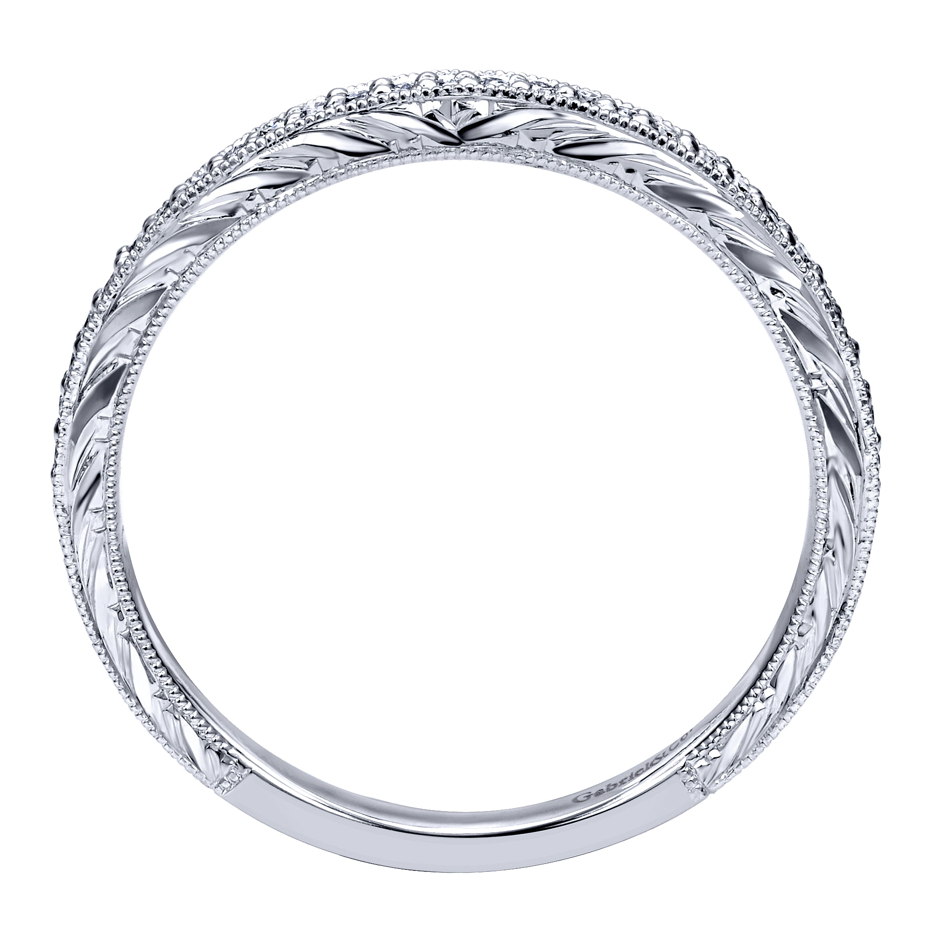 14k White Gold Victorian Straight Wedding Band angle 2 14k White Gold Victorian Straight Wedding Band angle 2