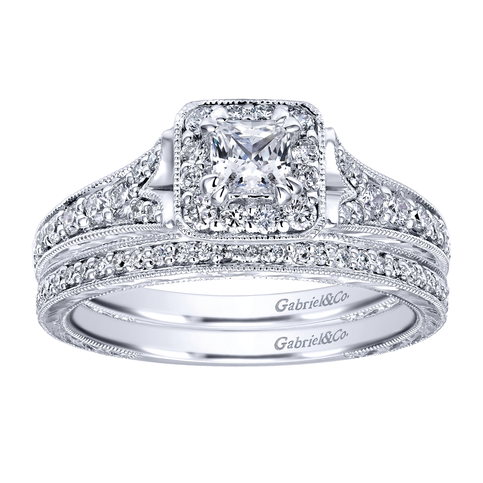 14k White Gold Victorian Straight Wedding Band angle 4 14k White Gold Victorian Straight Wedding Band angle 4