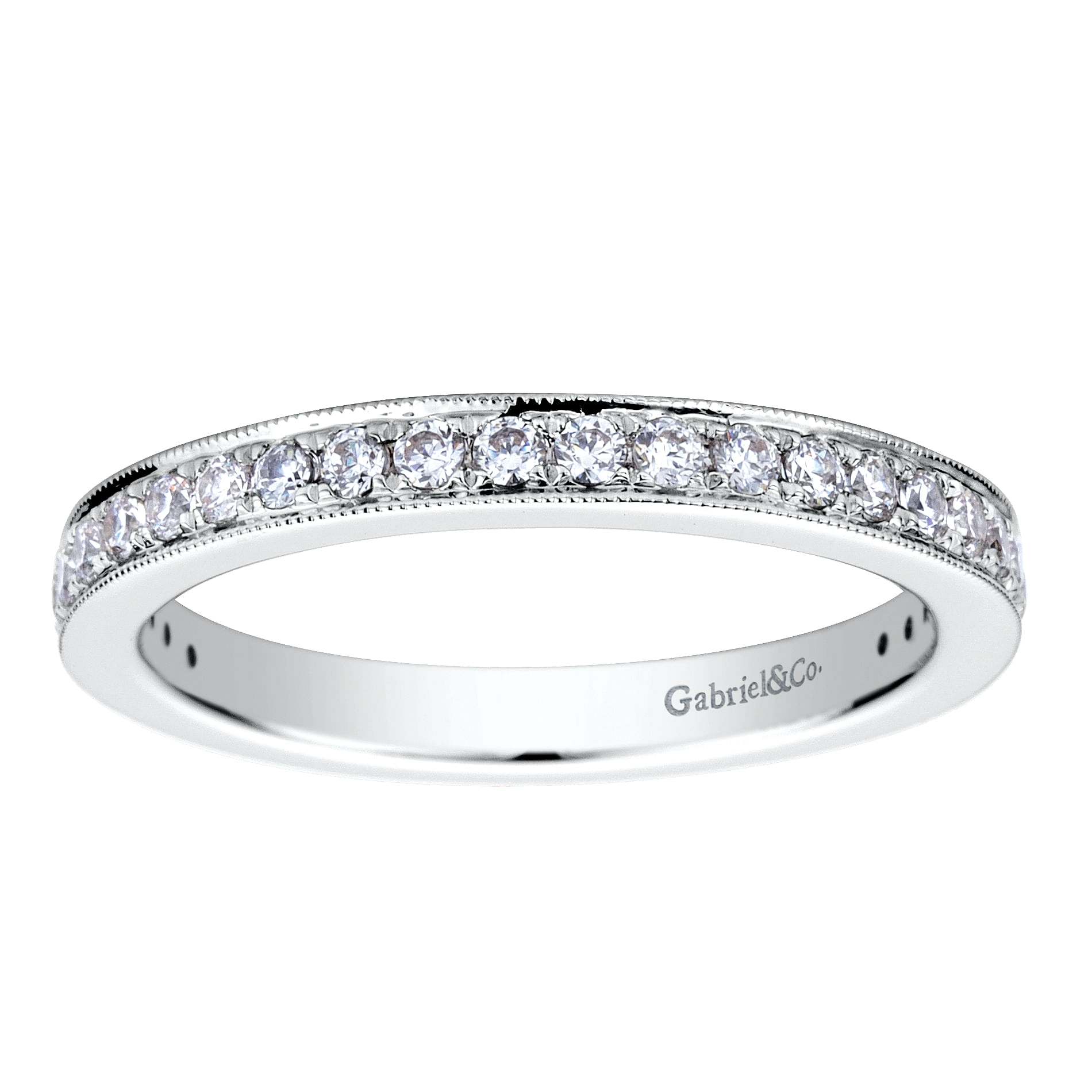 14k White Gold Victorian Straight Wedding Band angle 5 14k White Gold Victorian Straight Wedding Band angle 5