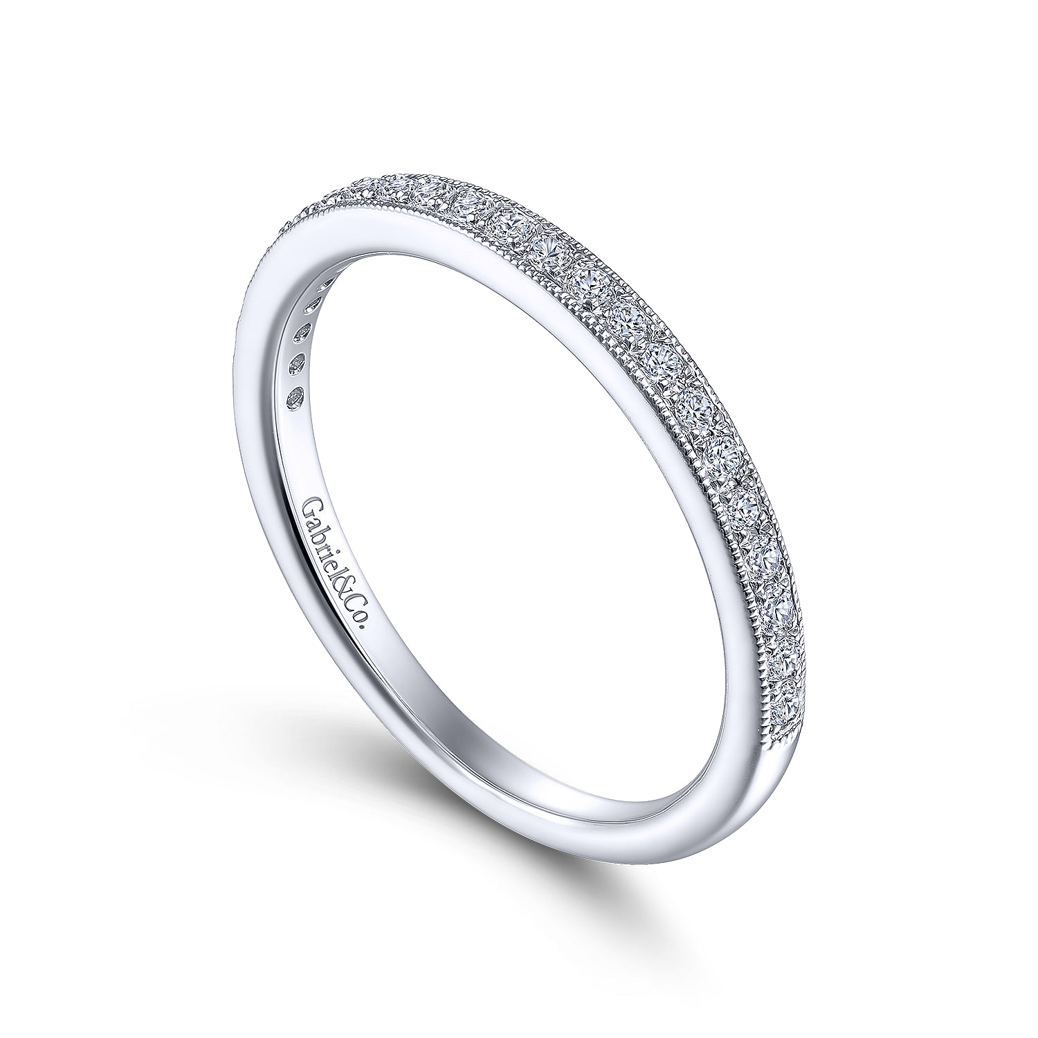 14k White Gold Victorian Straight Wedding Band angle 3 14k White Gold Victorian Straight Wedding Band angle 3