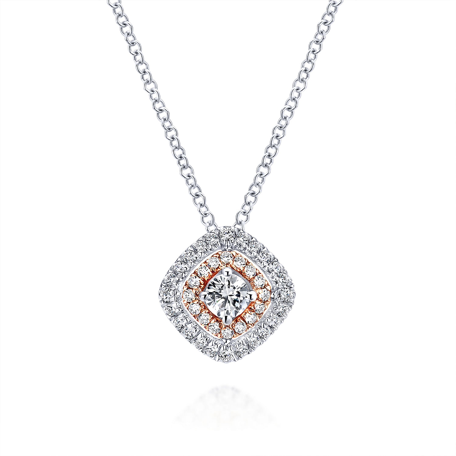14k White and Pink Gold Double Pave Diamond Pendant 14k White and Pink Gold Double Pave Diamond Pendant