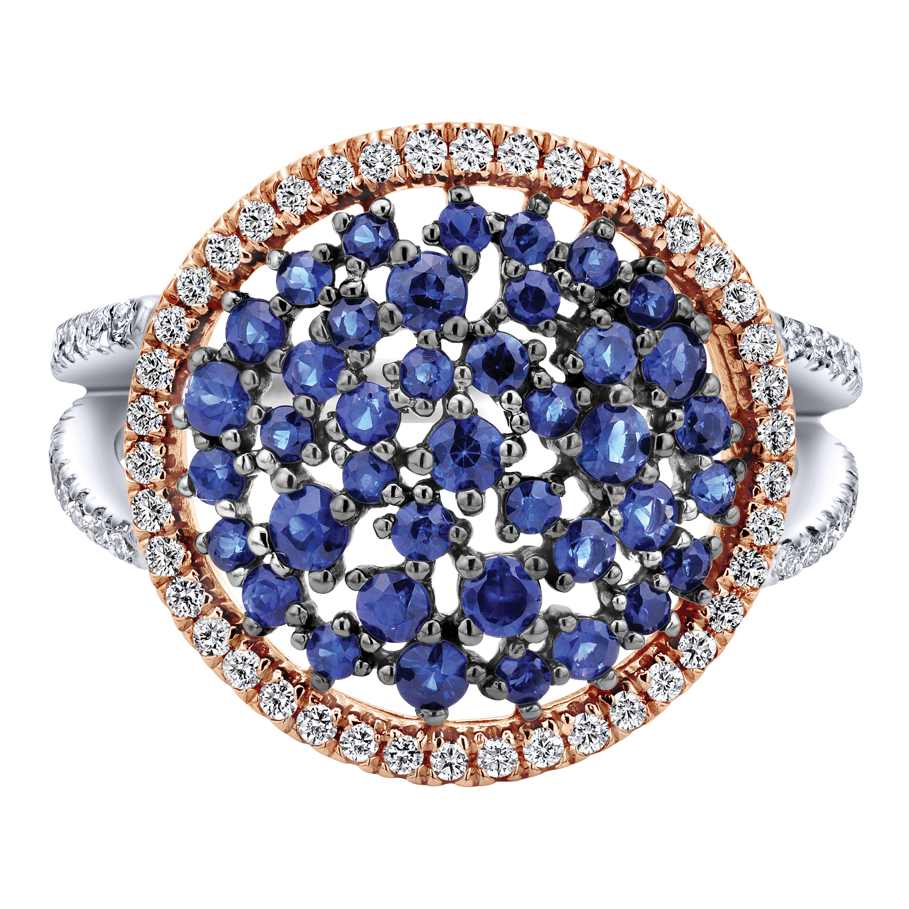 14k White/pink Gold Diamond And Sapphire Fashion 14k White/pink Gold Diamond And Sapphire Fashion