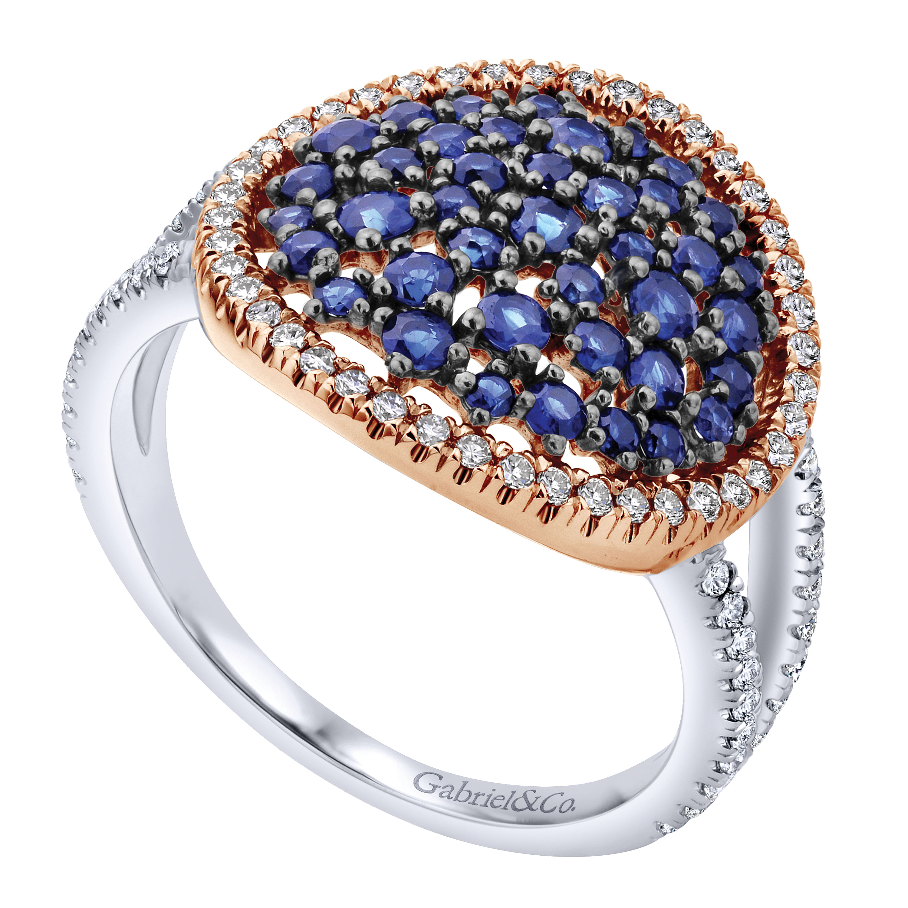 14k White/pink Gold Diamond And Sapphire Fashion Ladies 14k White/pink Gold Diamond And Sapphire Fashion Ladies